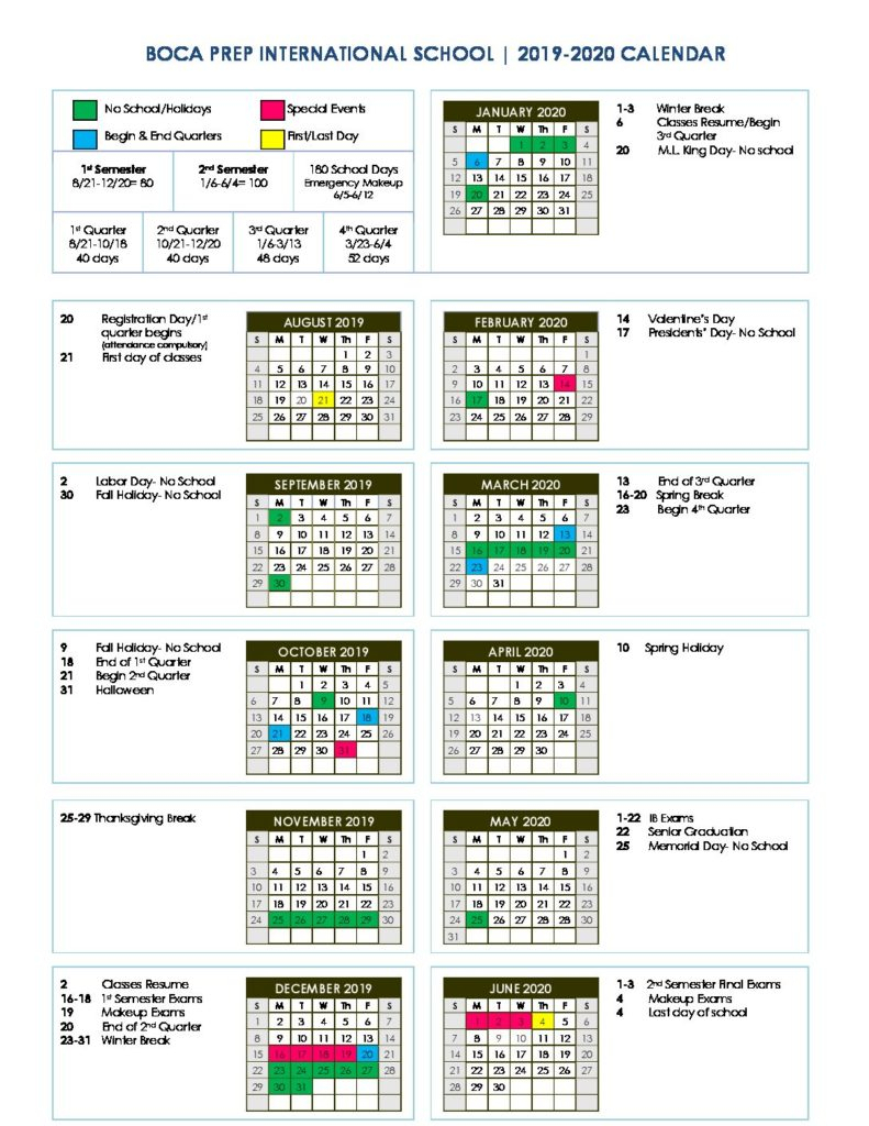 Bpis Calendar  Boca Prep International School inside 2017 School Calendar South Africa