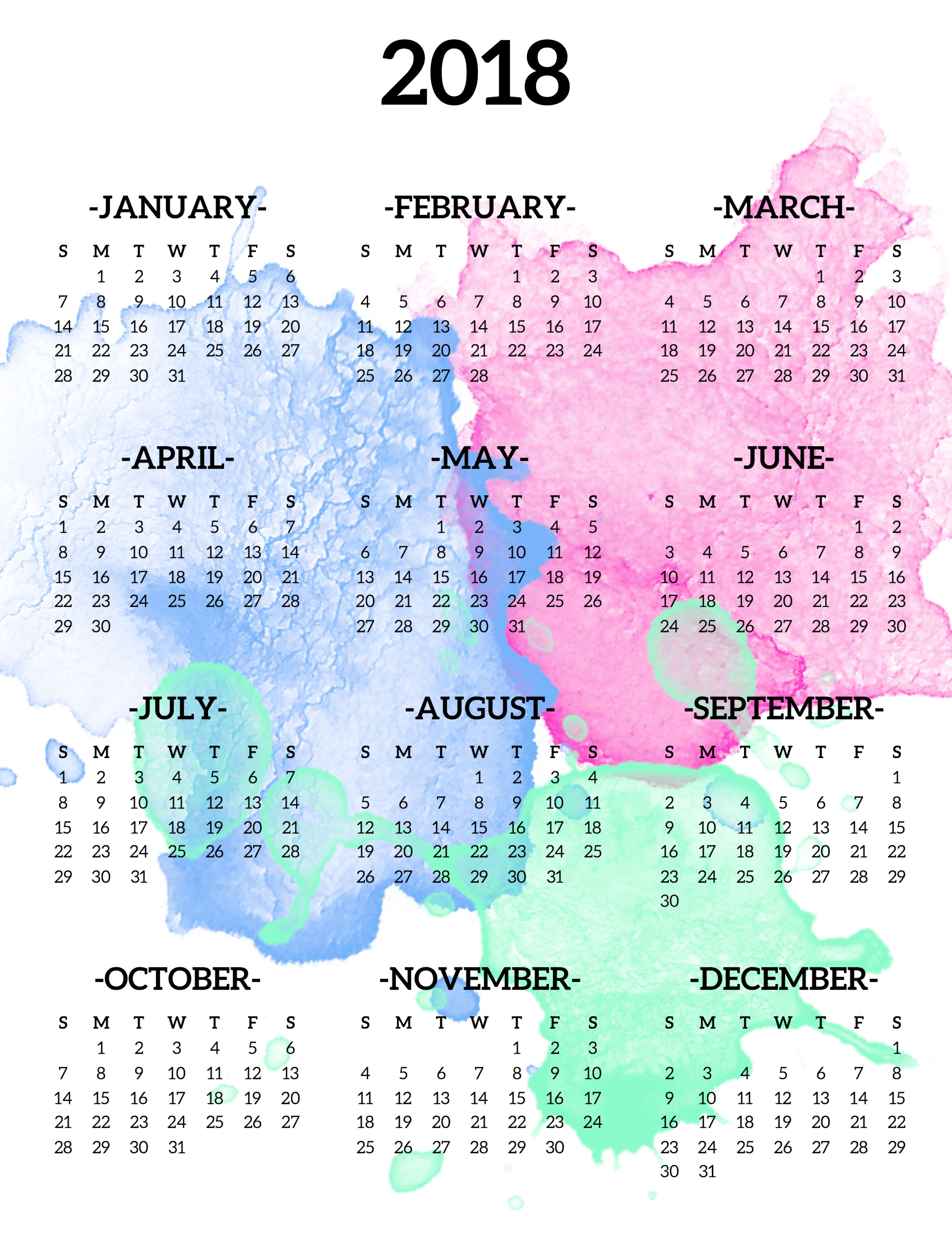 Calendar 2018 Printable One Page | Шаблоны Календарей throughout Printable 2020 Wallet Calendar