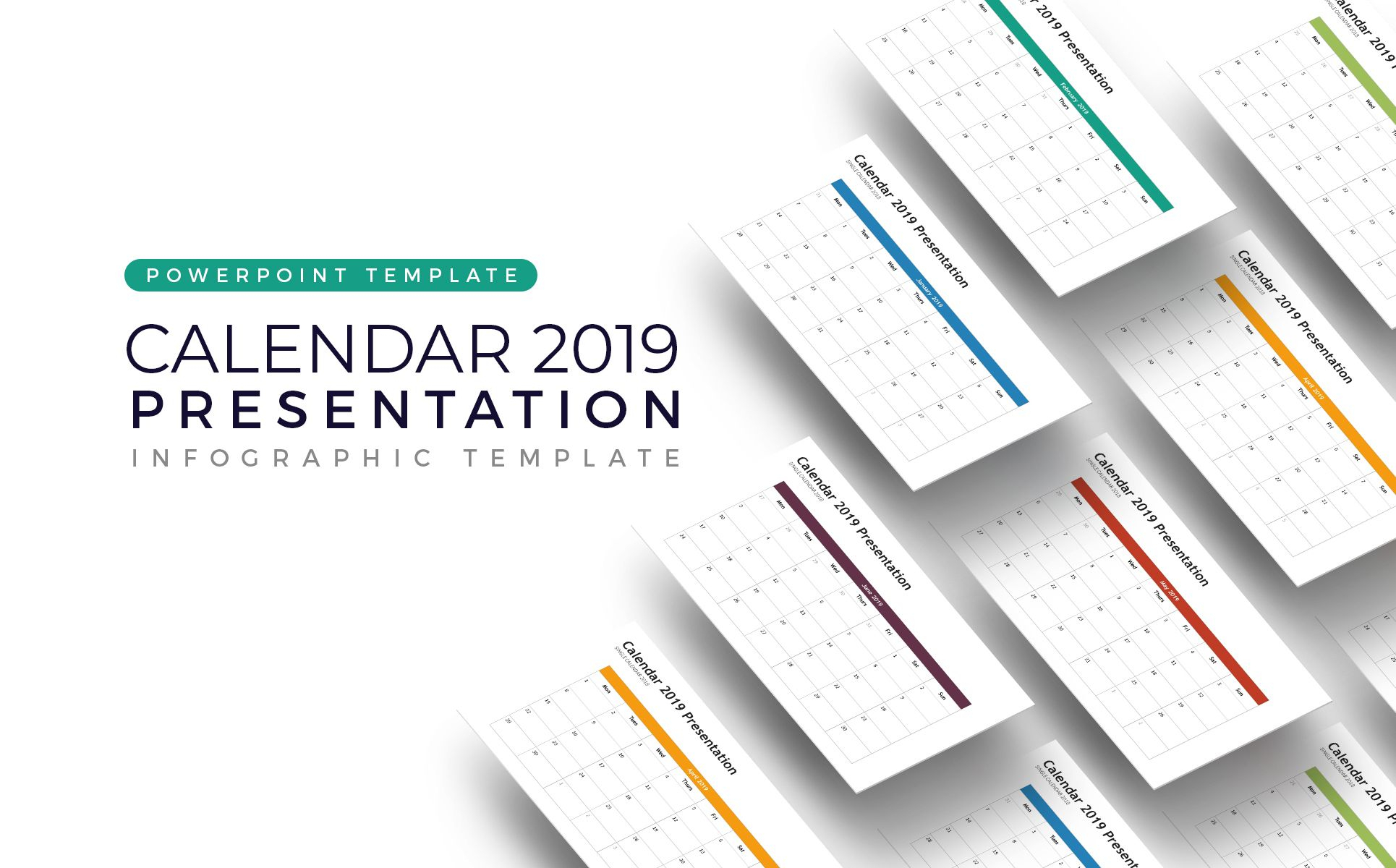 Calendar 2019  Infographic Powerpoint Template #74264 with Calendar Icon Powerpoint
