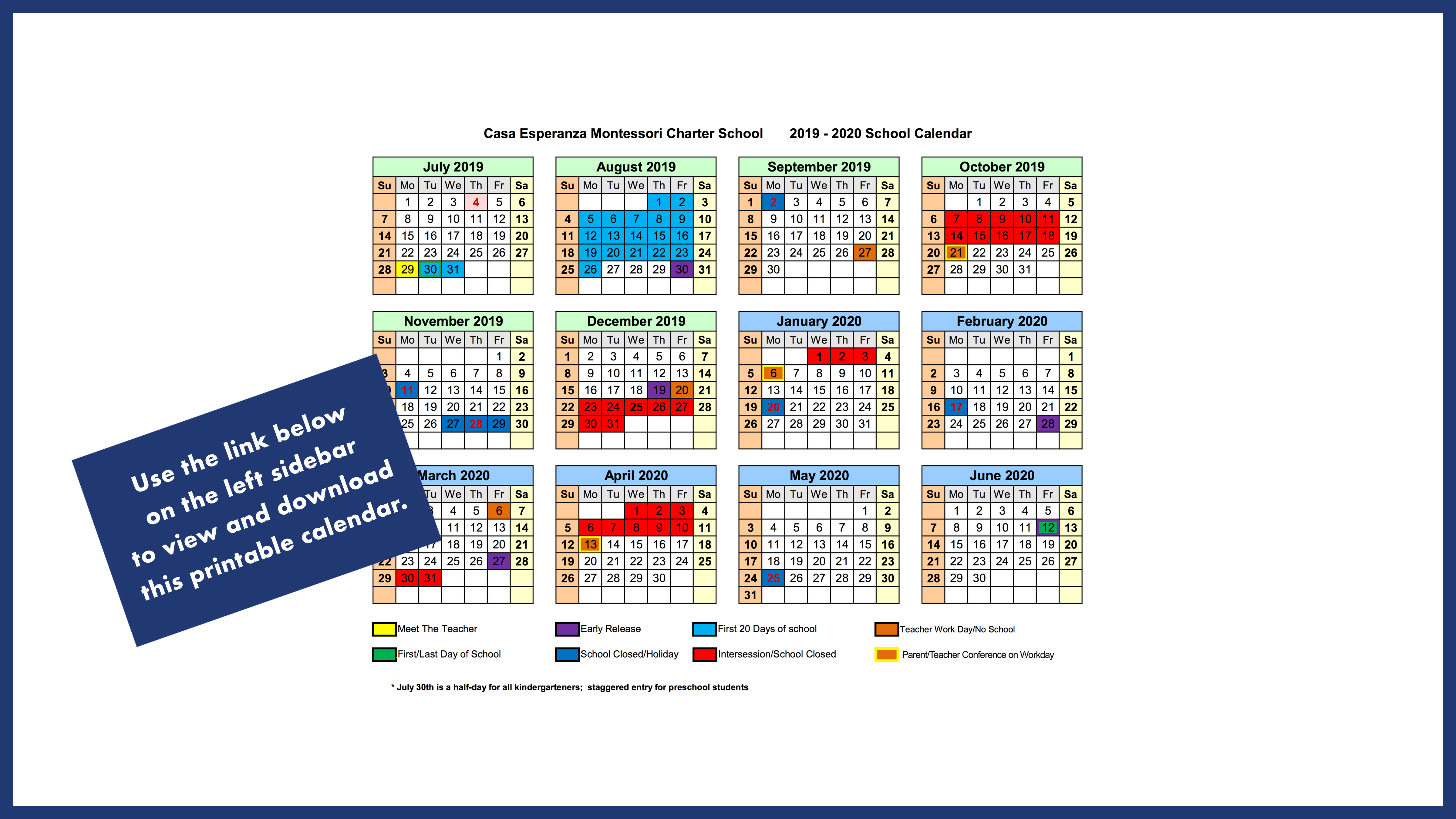 Calendar  Casa Esperanza Montessori pertaining to Johnston County Nc School Calendar
