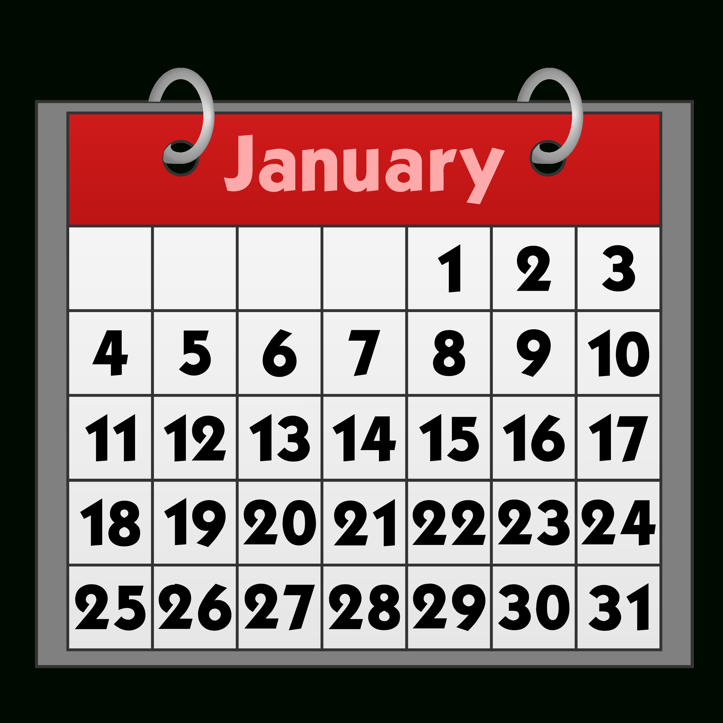 Calendar Clipart Number, Picture #313612 Calendar Clipart Number regarding Calendar Numbers 1-31 Printable