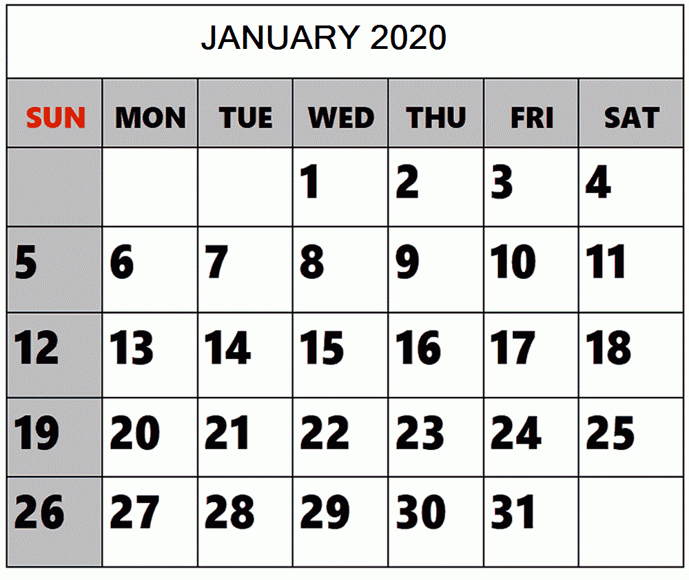 Calendar For January 2020 – Project Schedule Planning | Free within Jan 2020 Calendar