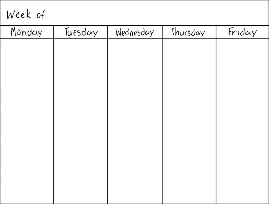 Calendar Monday Through Friday Schedule | Calendar Printing inside Monday Through Friday Calendar