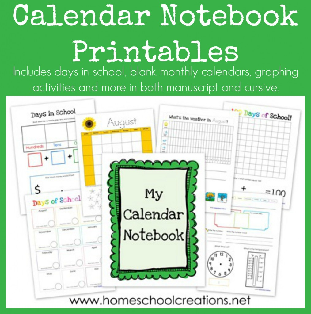 Calendar Notebook Binder Printables with regard to Kindergarten Monthly Calendar Printable