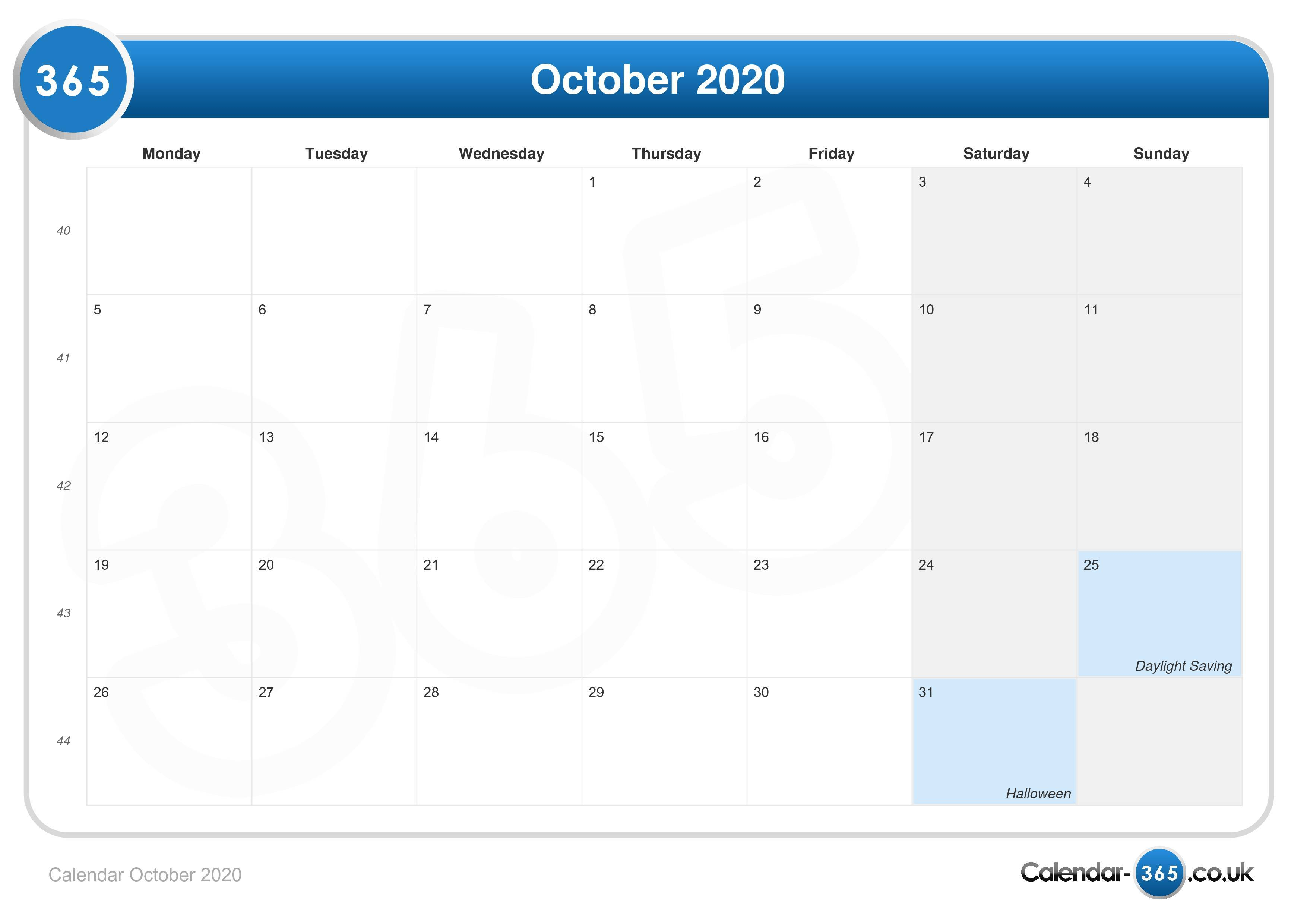 Calendar October 2020 throughout Lunar Calendar October 2020