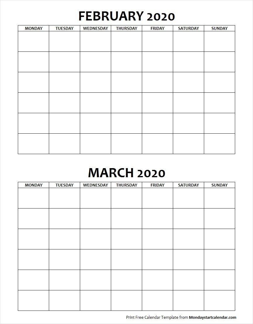 Calendar Of February And March 2020 | Calendar Template in Feb And March 2020