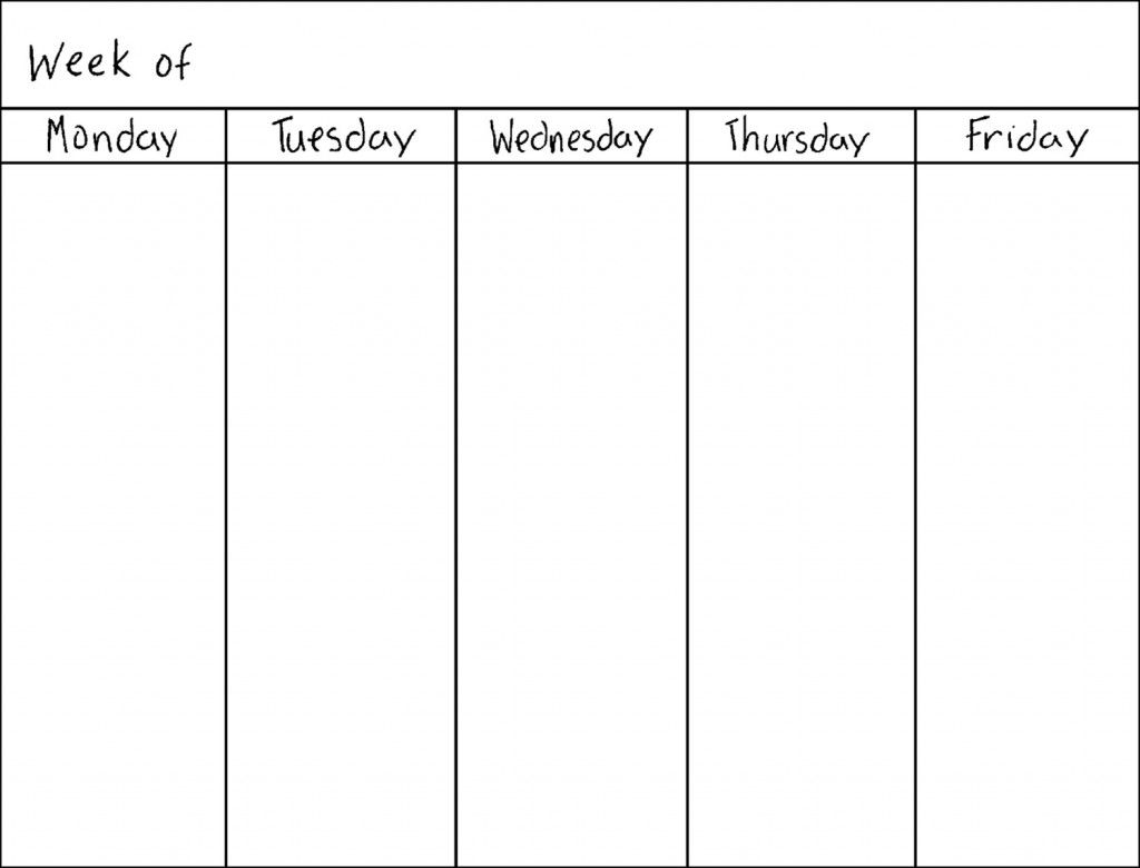 Calendar Template 5 Days  Google Search | Monthly Calendar intended for 5 Days A Week Planner