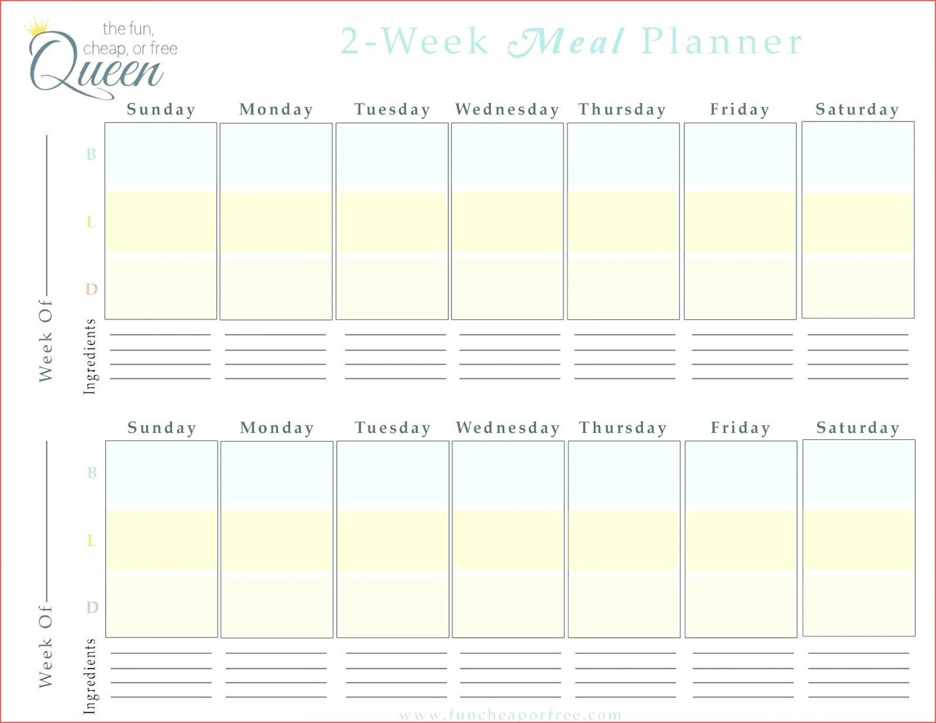 Calendar Template Two Weeks | Free Calendar Template Example for Two Weeks Calendar