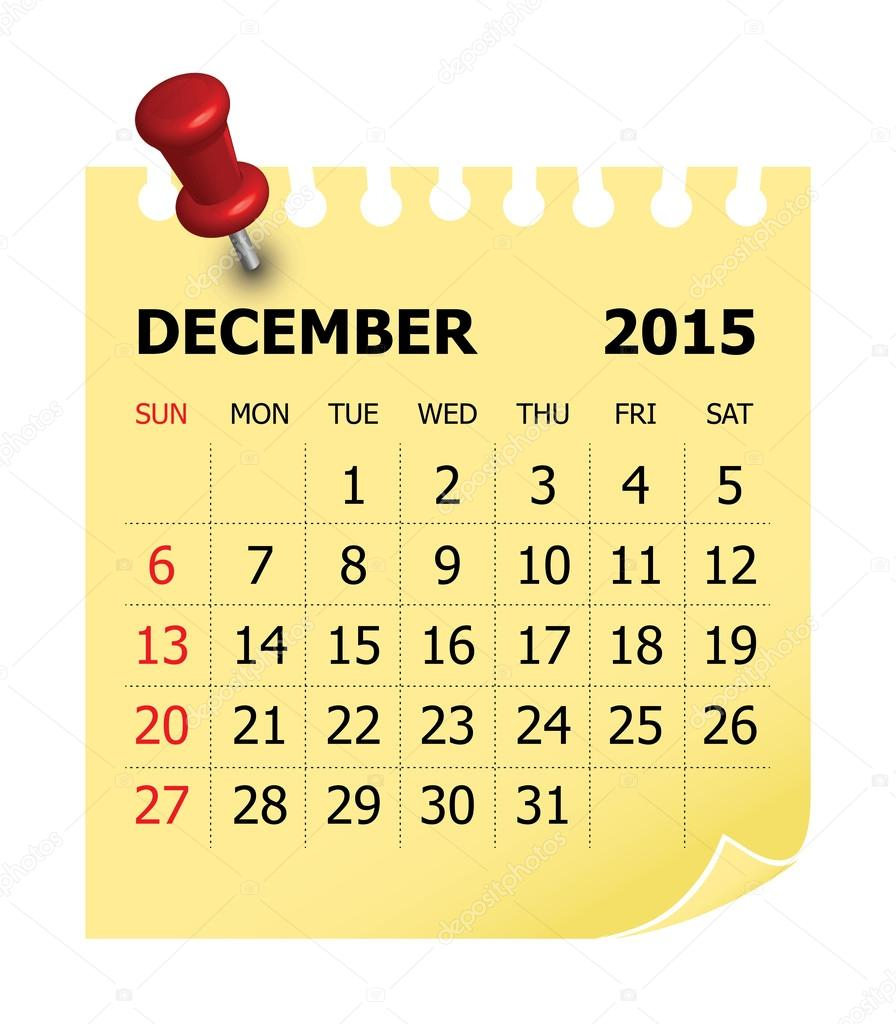 Calendáriodezembro De 2015 — Vetores De Stock © Dolphfynlow regarding Calendario Dezembro De 2015