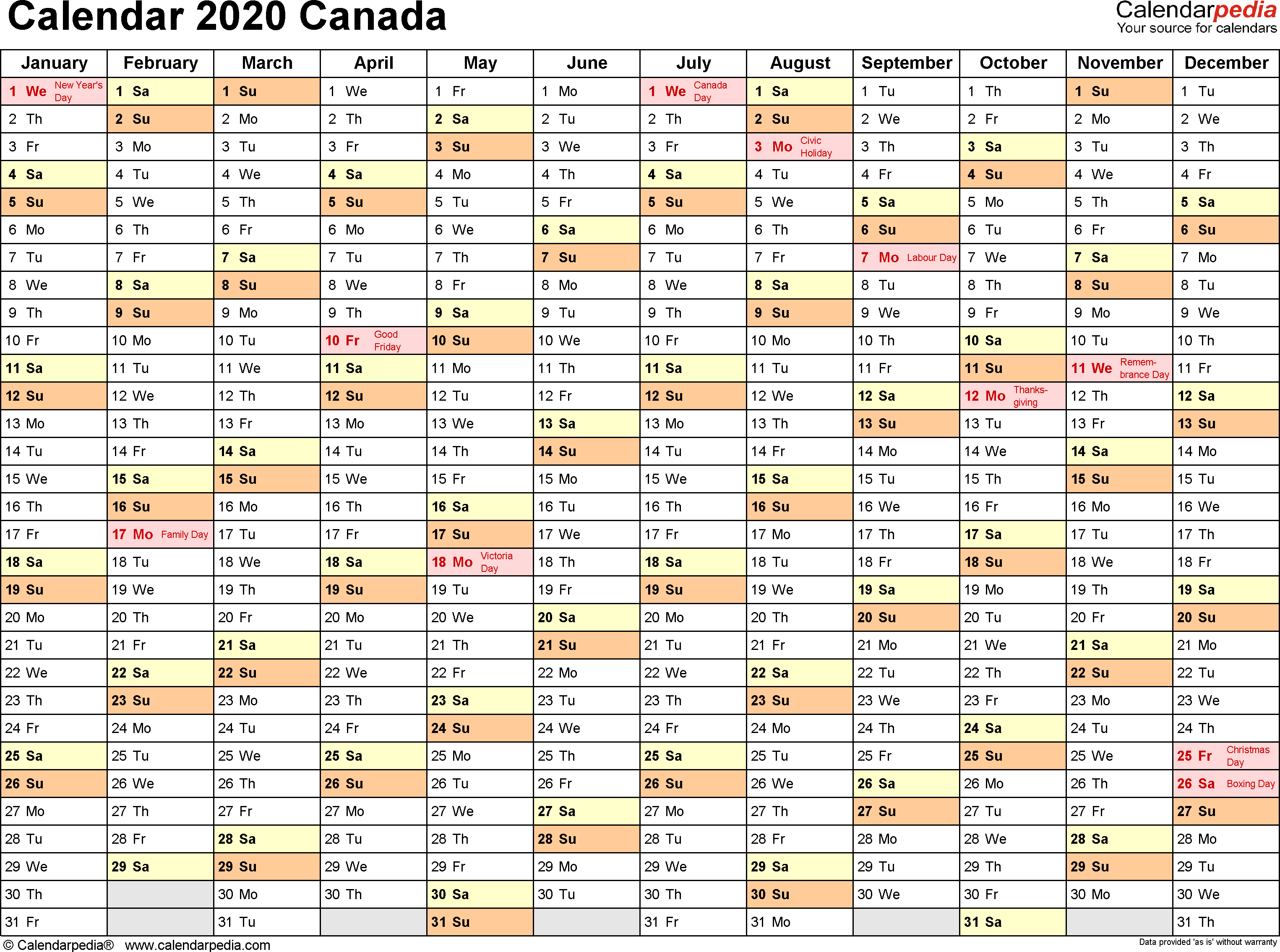 Canada Calendar 2020  Free Printable Excel Templates with regard to Calendarpedia 2020 Excel