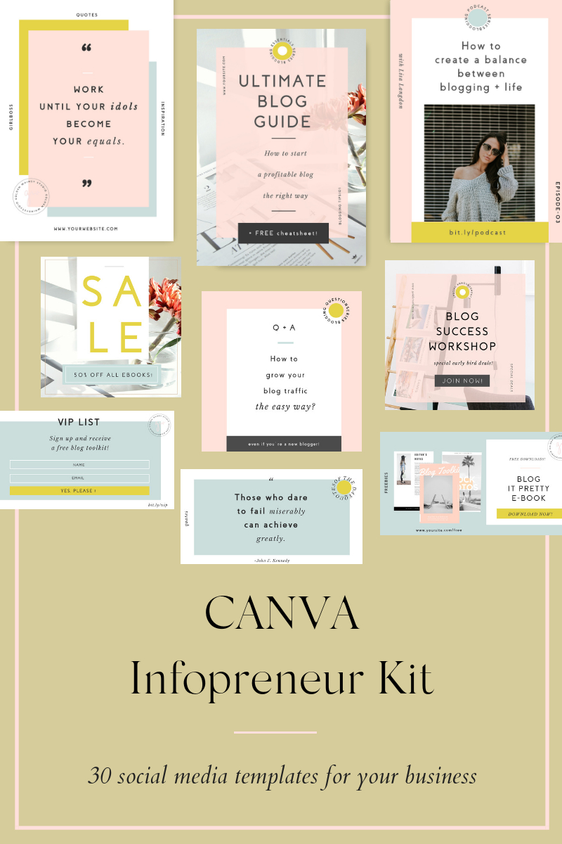 Canva Infopreneur Kit Social Media #76167 with Canva Ticket Template