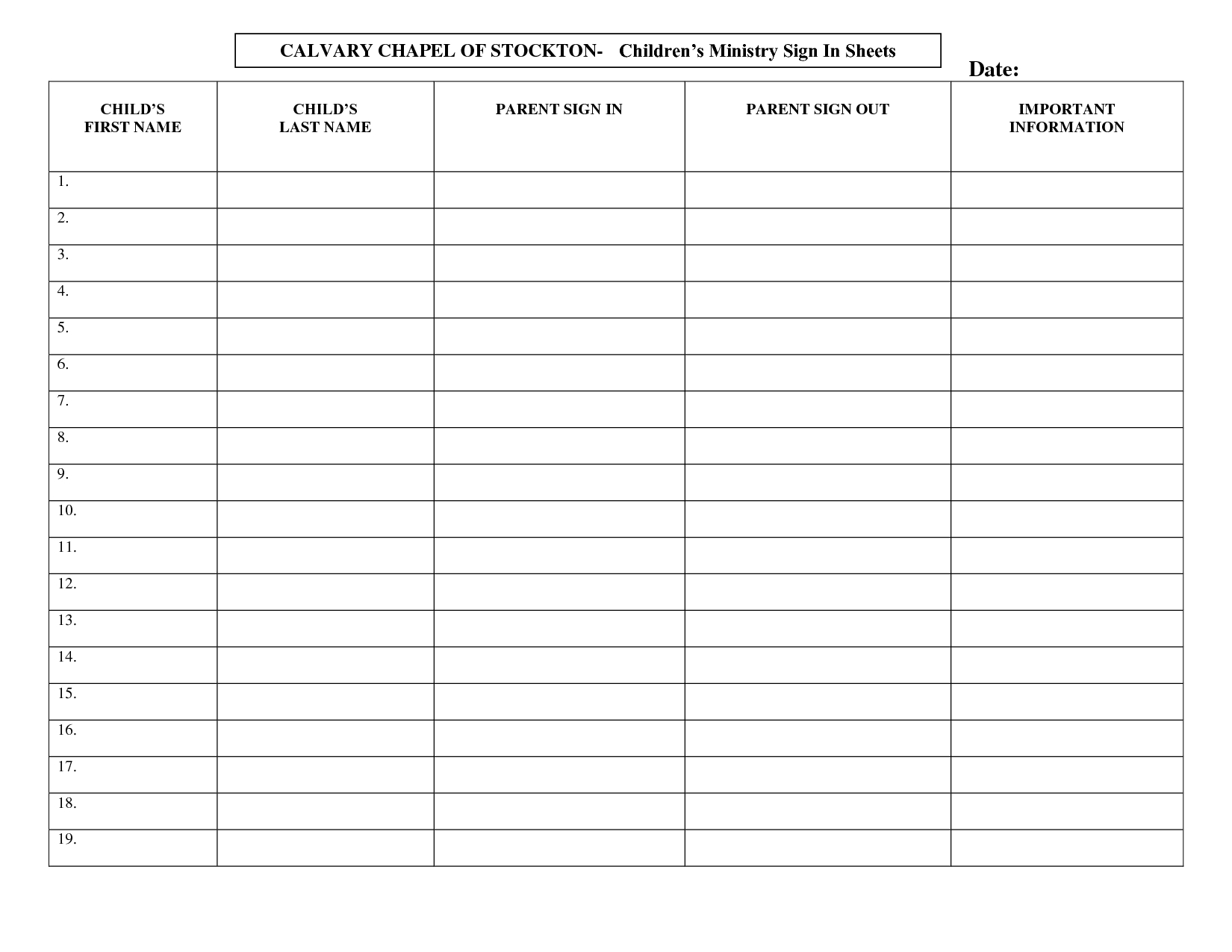 Children&#039;s Church Sign In Sheet Template  Google Search with Printable Children&amp;#039;s Church Sign In Sheet Template