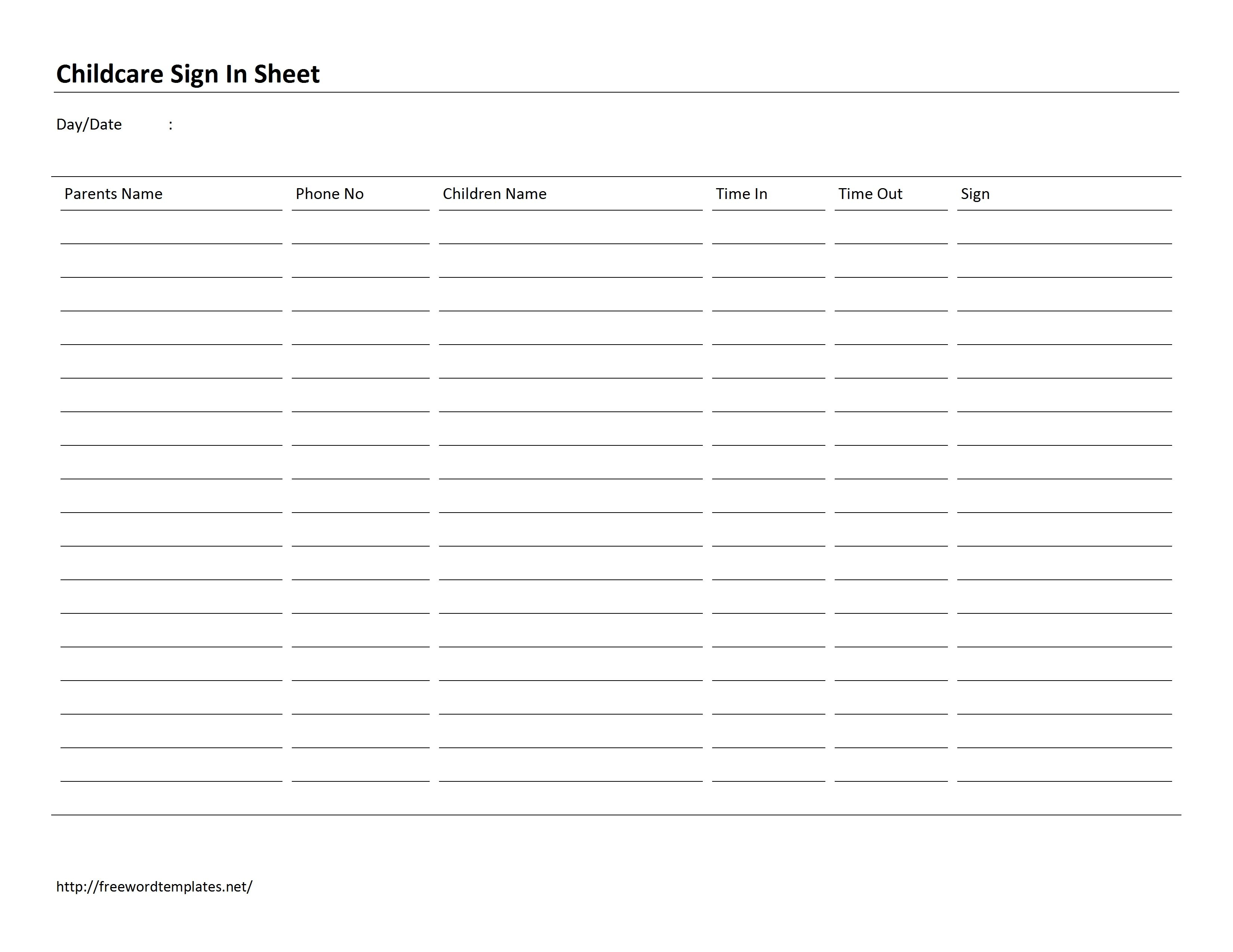 Church Daycare Sign In Sheet  Google Search | Sign In Sheet with Printable Children&amp;#039;s Church Sign In Sheet Template