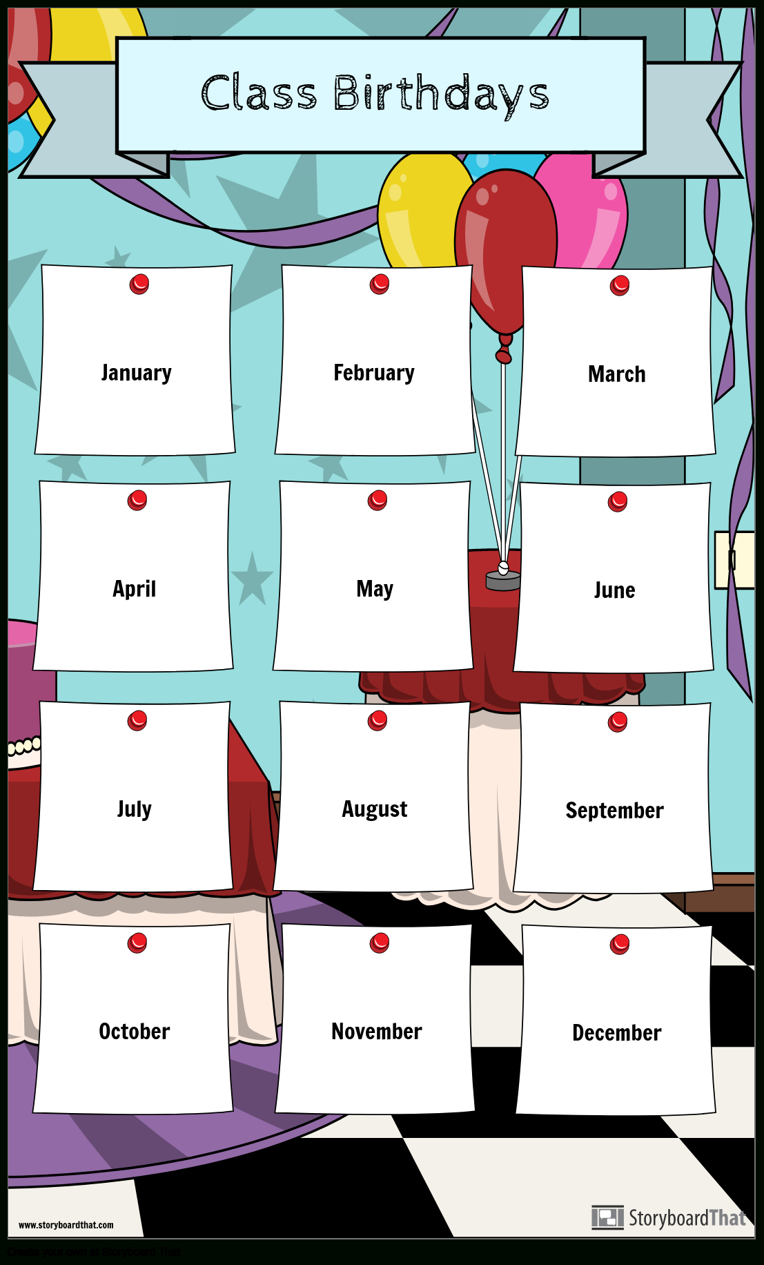 Classroom Birthday Calendar Storyboard By Postertemplates with regard to Classroom Birthday Calendar Template