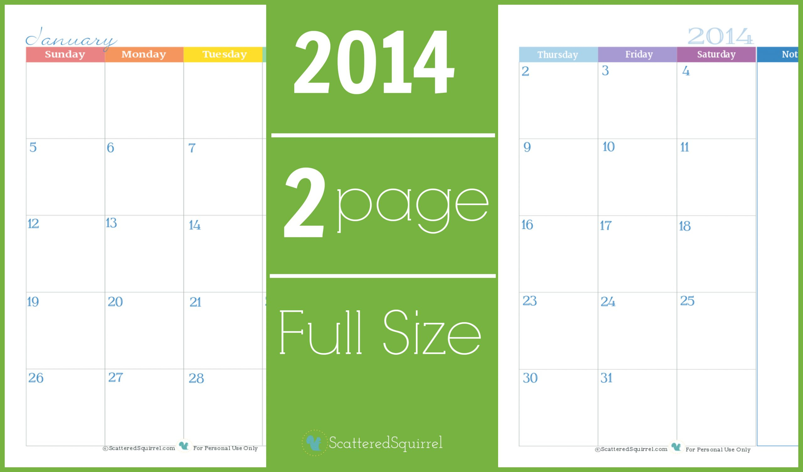Color Pages ~ Calendar Two Pagenthly Scattered Squirrel throughout Scattered Squirrel 2020 Calendar