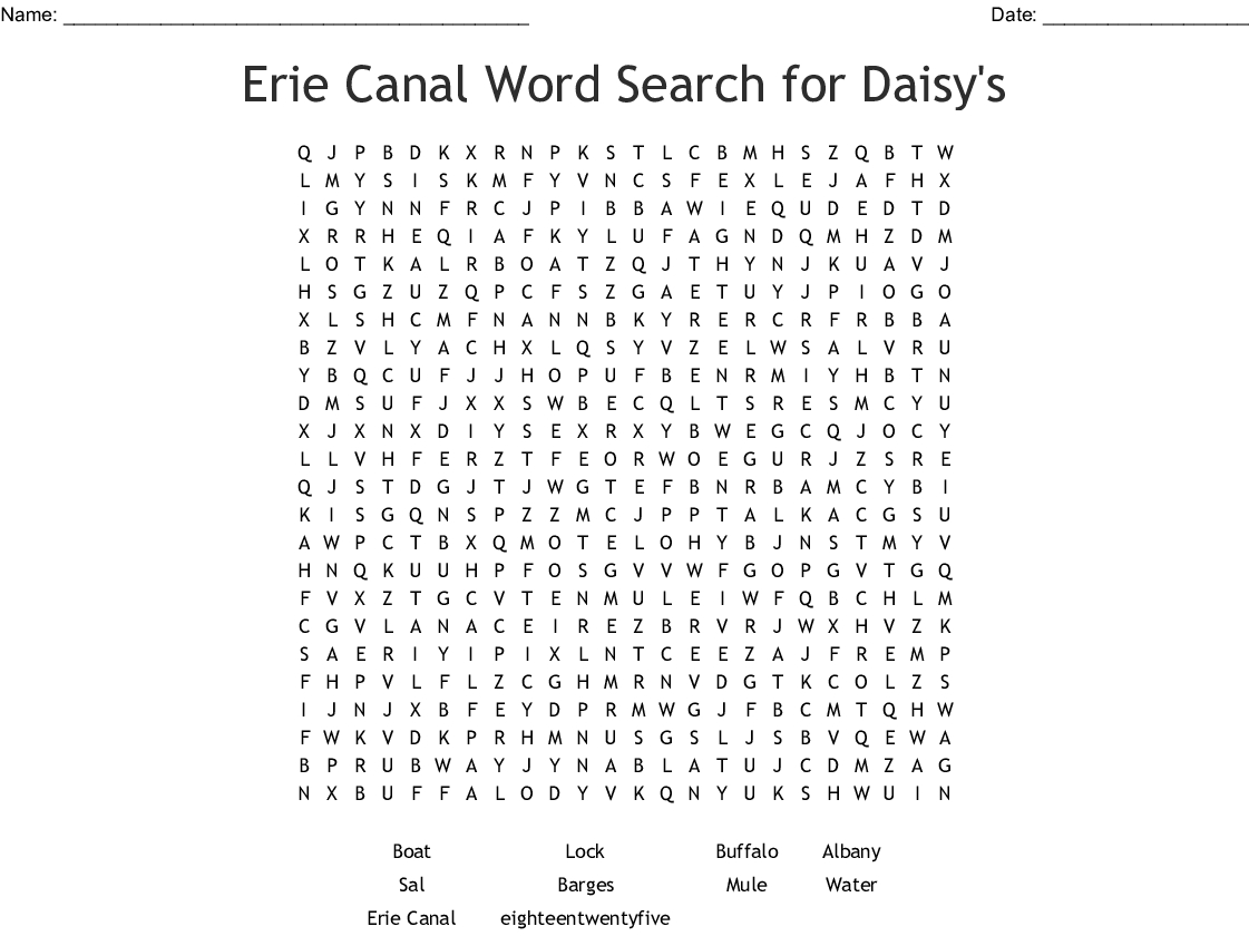 Coloring Book : Erie Canal Word Search Level Wordmint Large with Printable Disney Word Search
