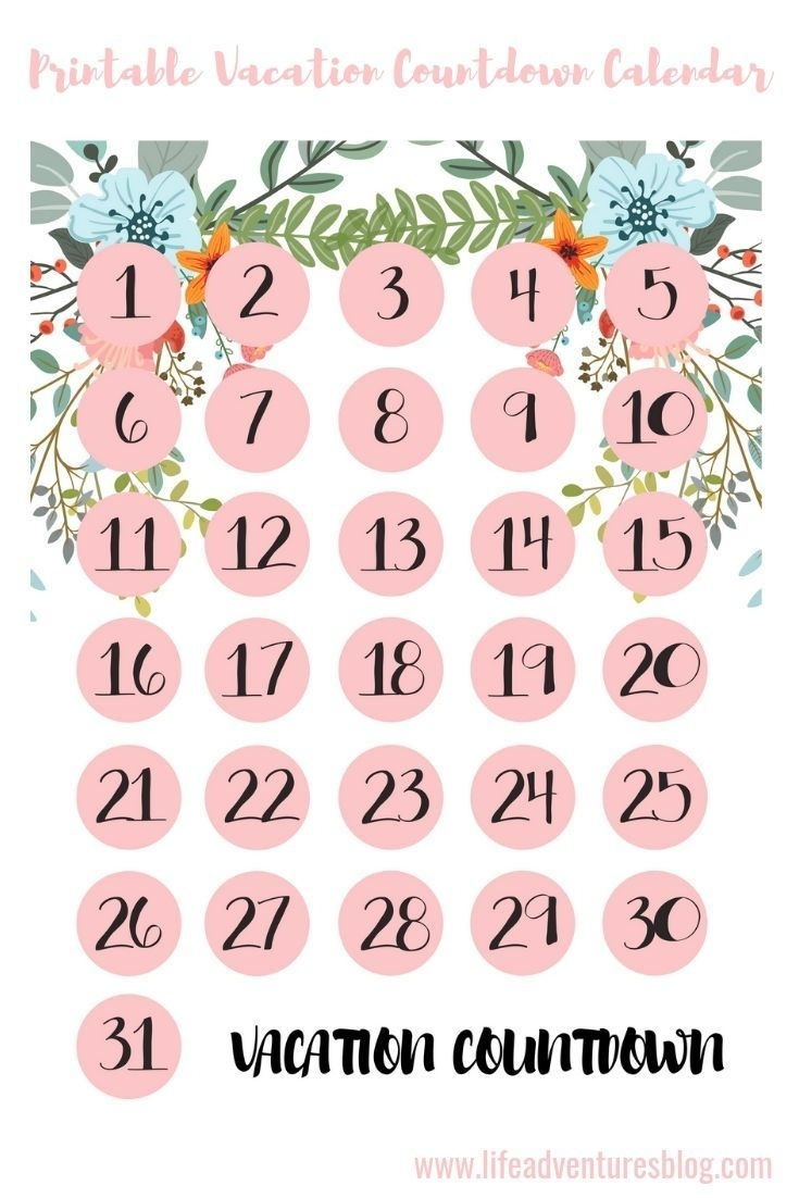 Countdown Calendar Printable Vacation | Free Calendar inside Disney Countdown Calendar Printable