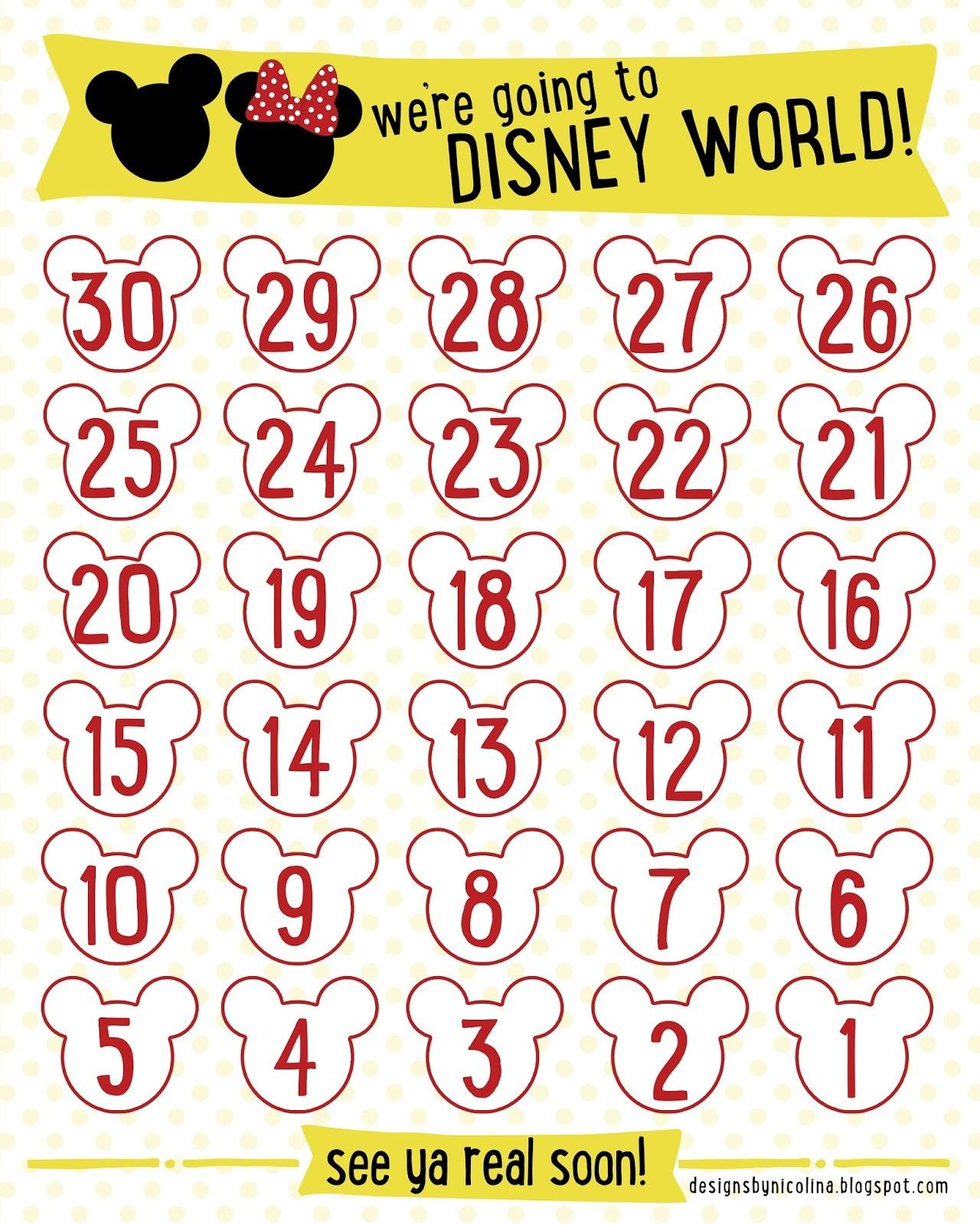 Countdown Calendars Printable Search Results For “Disney with Disney World Countdown Calendar Printable