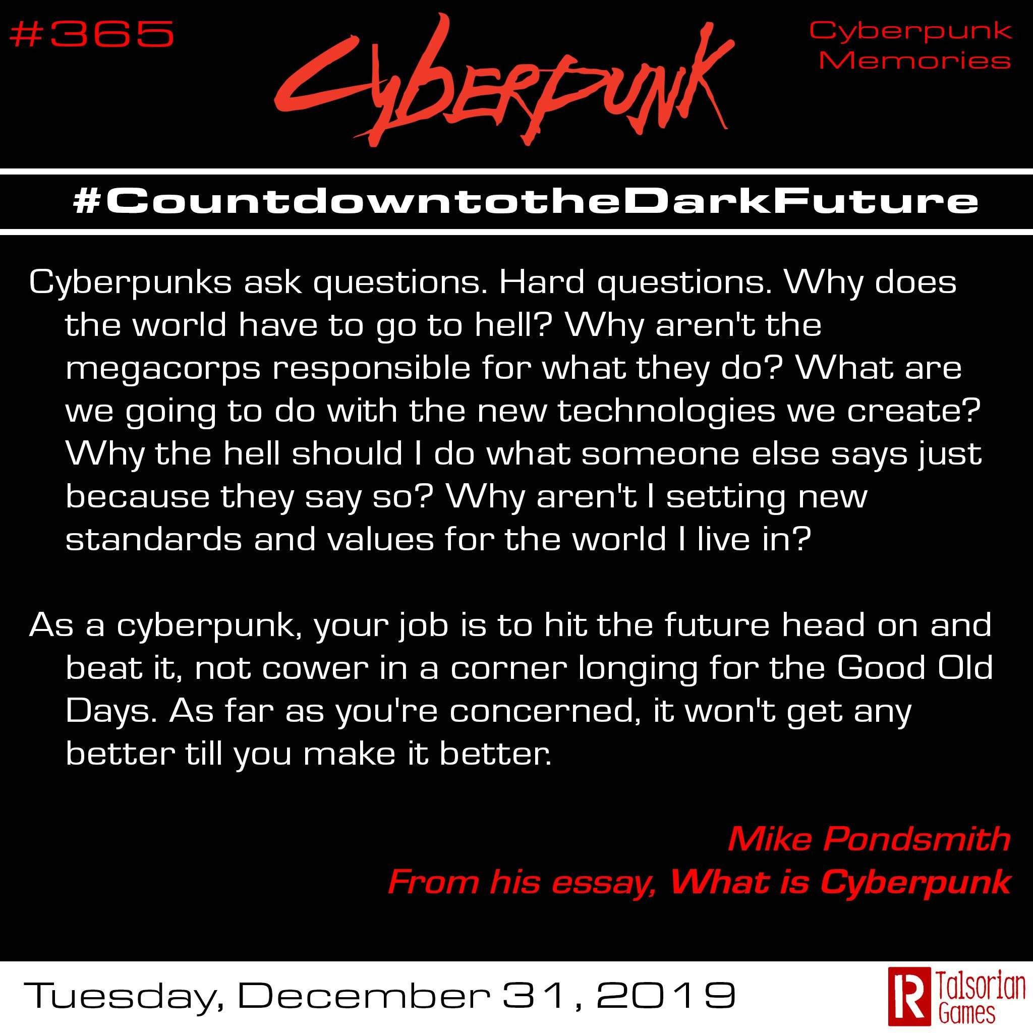 Countdown To The Dark Future (365 Days Of Cyberpunk Facts within 365 Countdown Calendar