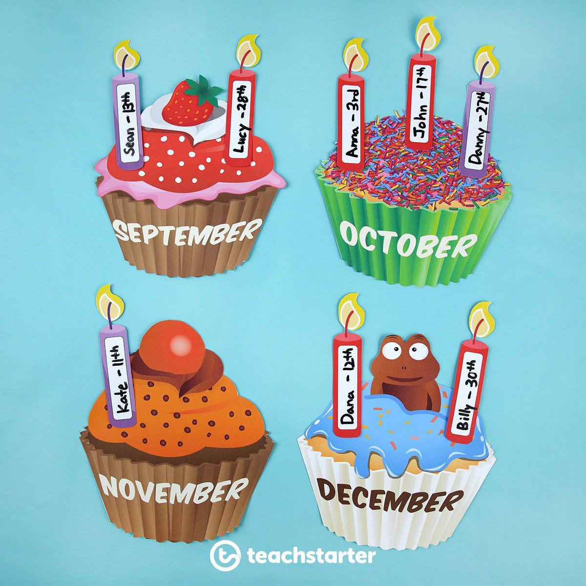 Cupcake Birthday Chart – Version 2 Teaching Resource pertaining to Birthday Display Cupcakes