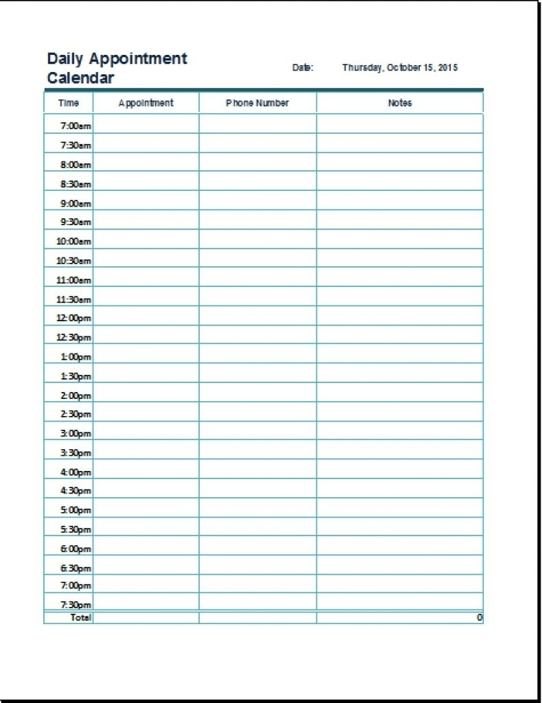 Daily Calendar With Time Slots  Neyar in Daily Planner With Time Slots Printable