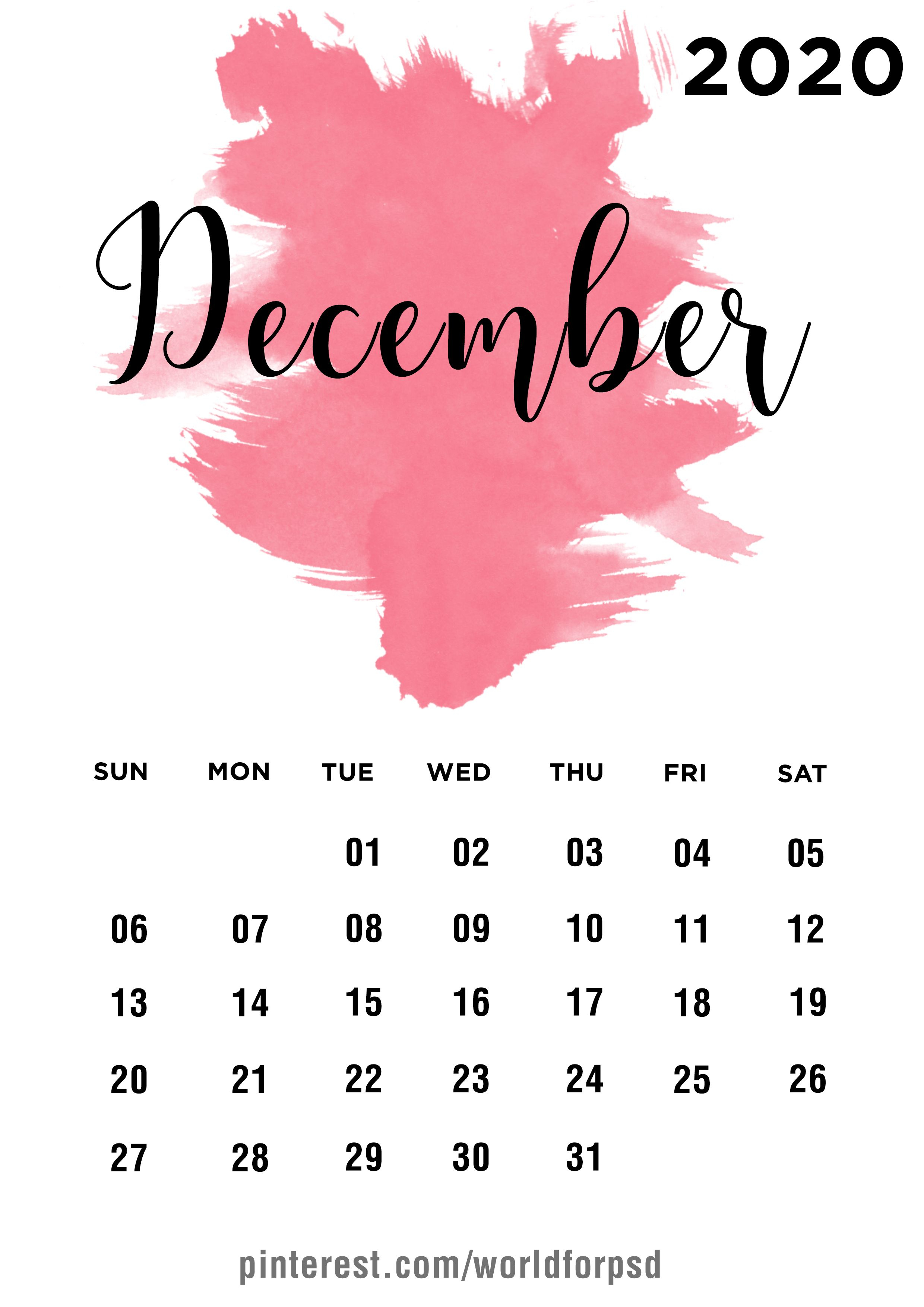 December 2020 Calendar Design #calendar #calendarideas with regard to December Calendar 2020 Pinterest
