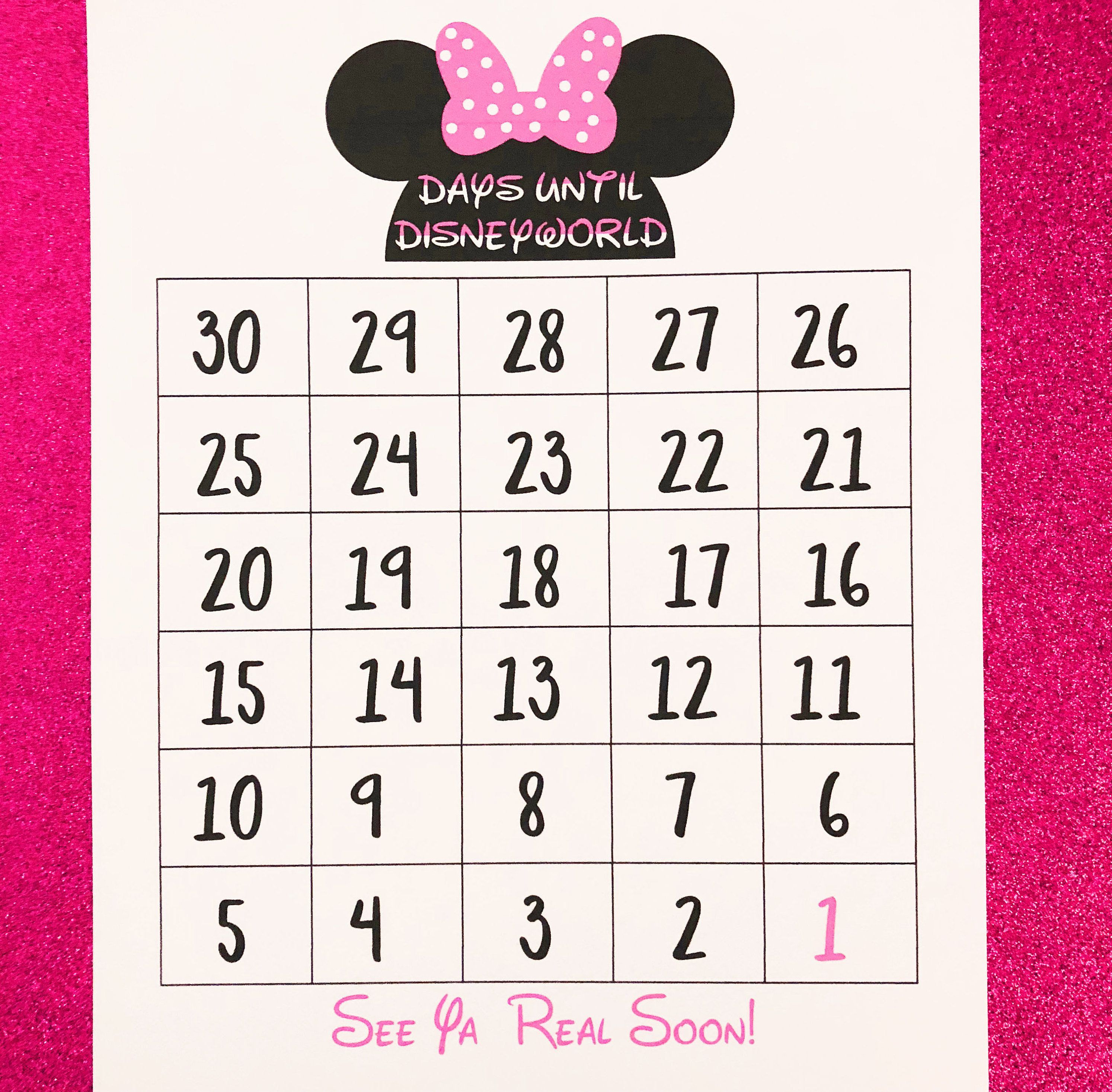 Disney Countdown Calendar, Printable, Disney, Disney World with Disney World Countdown Calendar Printable