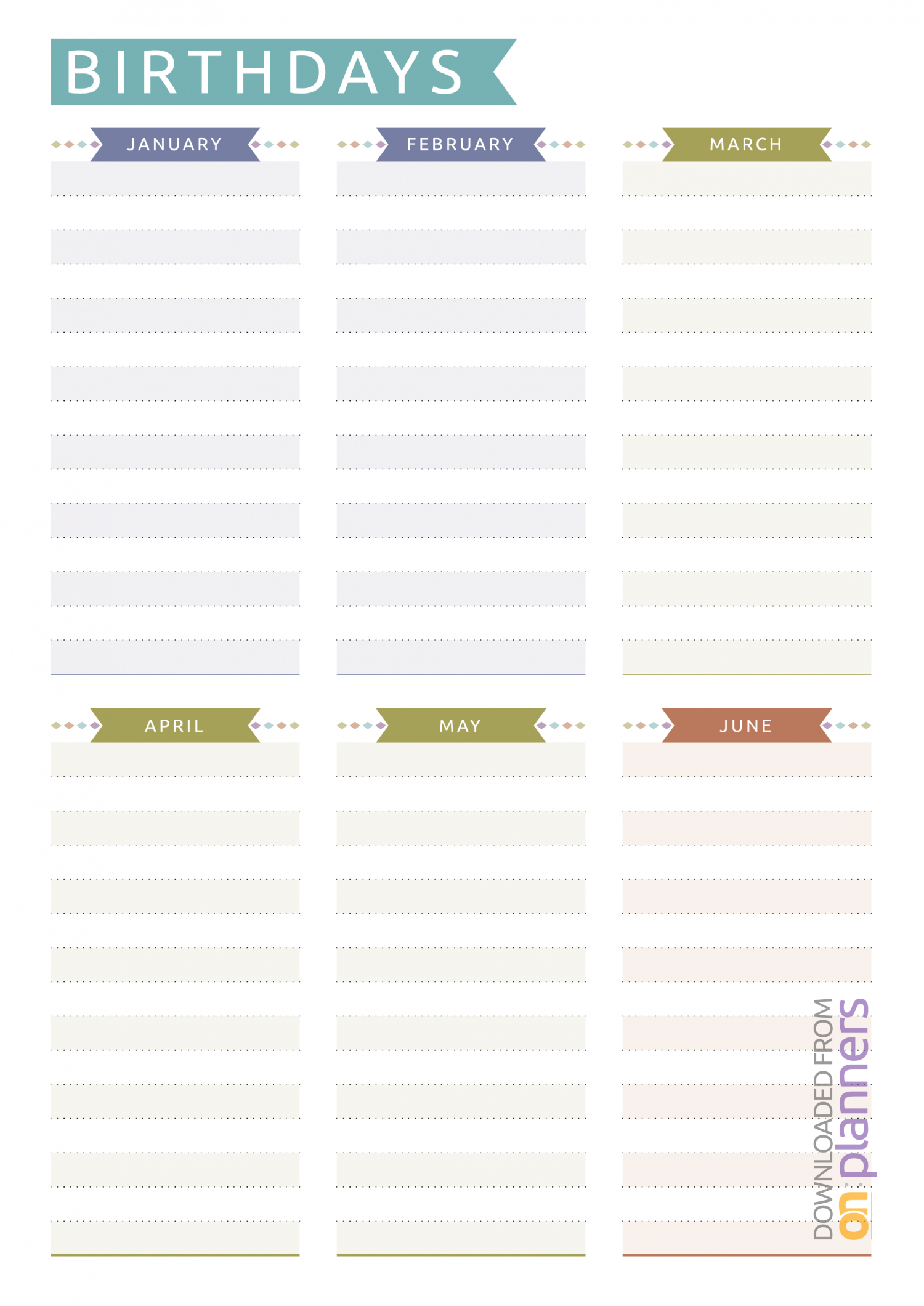 Download Printable Birthday Calendar  Casual Style Pdf within Monthly Birthday Calendar Template