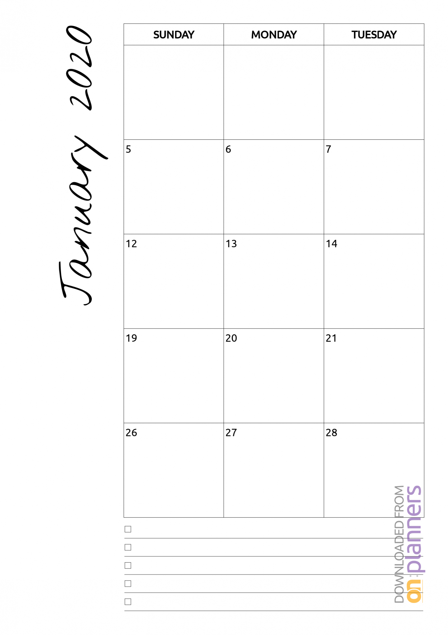 Download Printable Monthly Calendar With Notes Pdf for Blank 2 Month Calendar