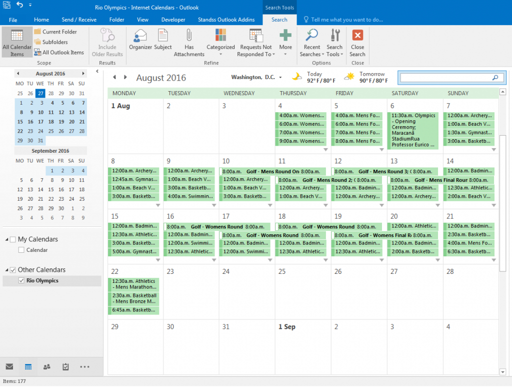 Download The Rio Olympics 2016 Schedules Into Outlook with regard to View Calendar In Outlook 2016