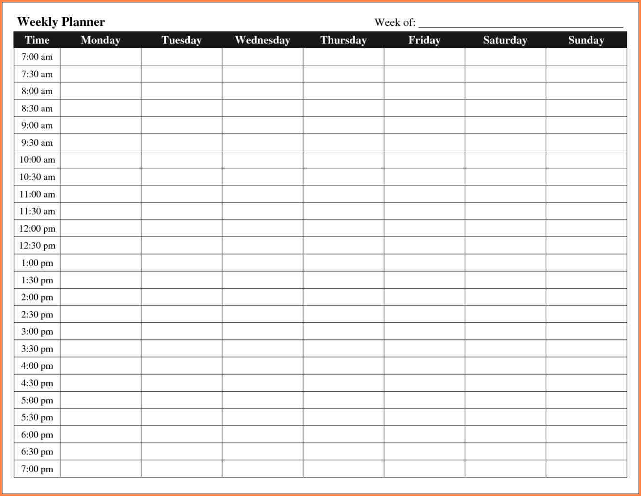 √ Free 4+ Samples Of Hourly Planner Printable | Templateral with Hourly Weekly Schedule Pdf