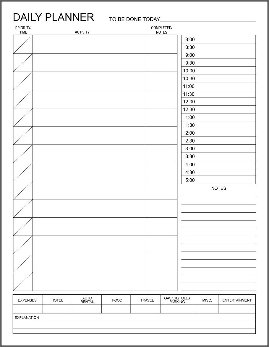 √ Free Printable Daily Planner Template | Templateral pertaining to Free Printable Daily Planner Template