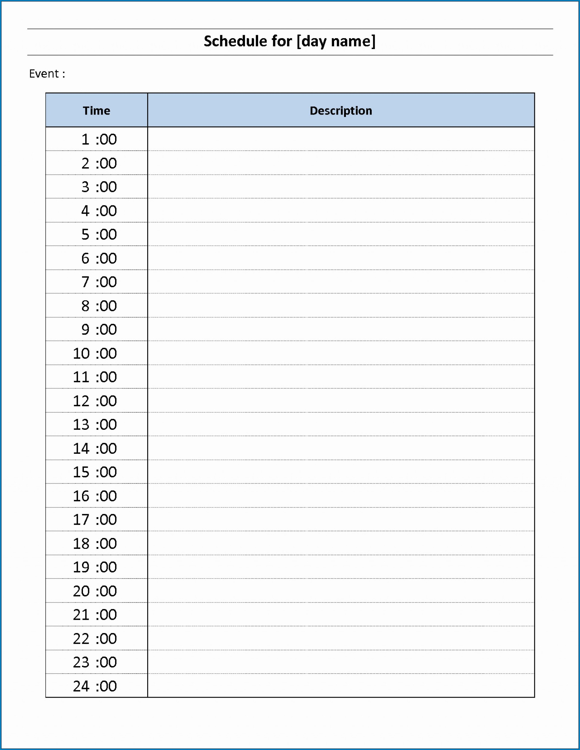 √ Free Printable Hourly Planner Pdf | Templateral with 24 Hour Planner Template