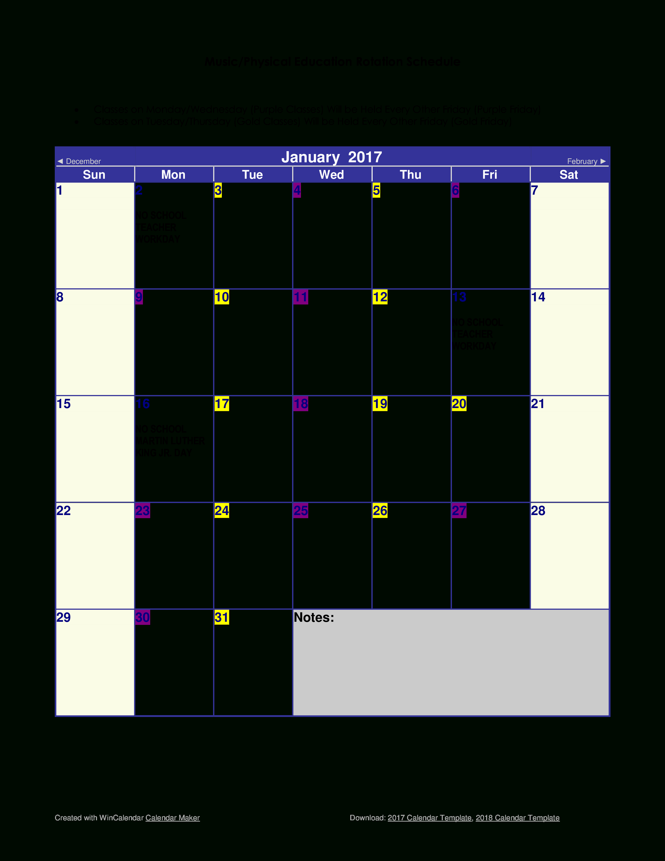 免费Printable Monthly Calendar Sample | 样本文件在 in Win Calendar Maker