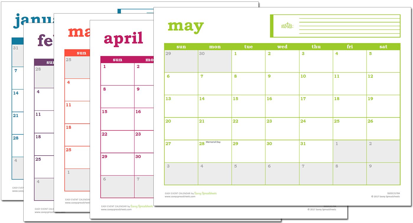 Easy Event Calendar  Excel Template | Excel Calendar, Excel throughout Event Calendar Template Excel