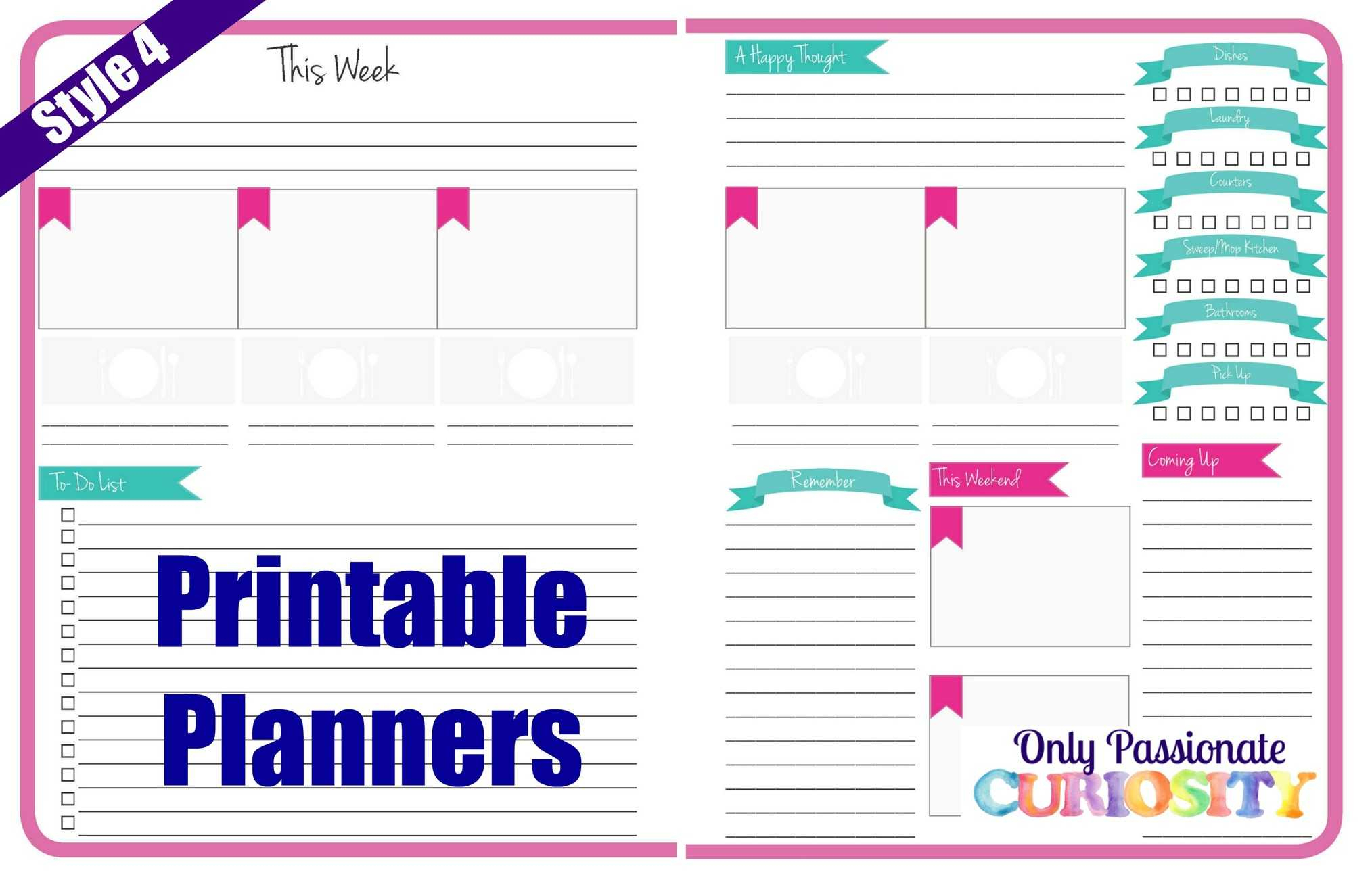 Easy To Print Planner Style 4 for Monday To Friday Planner