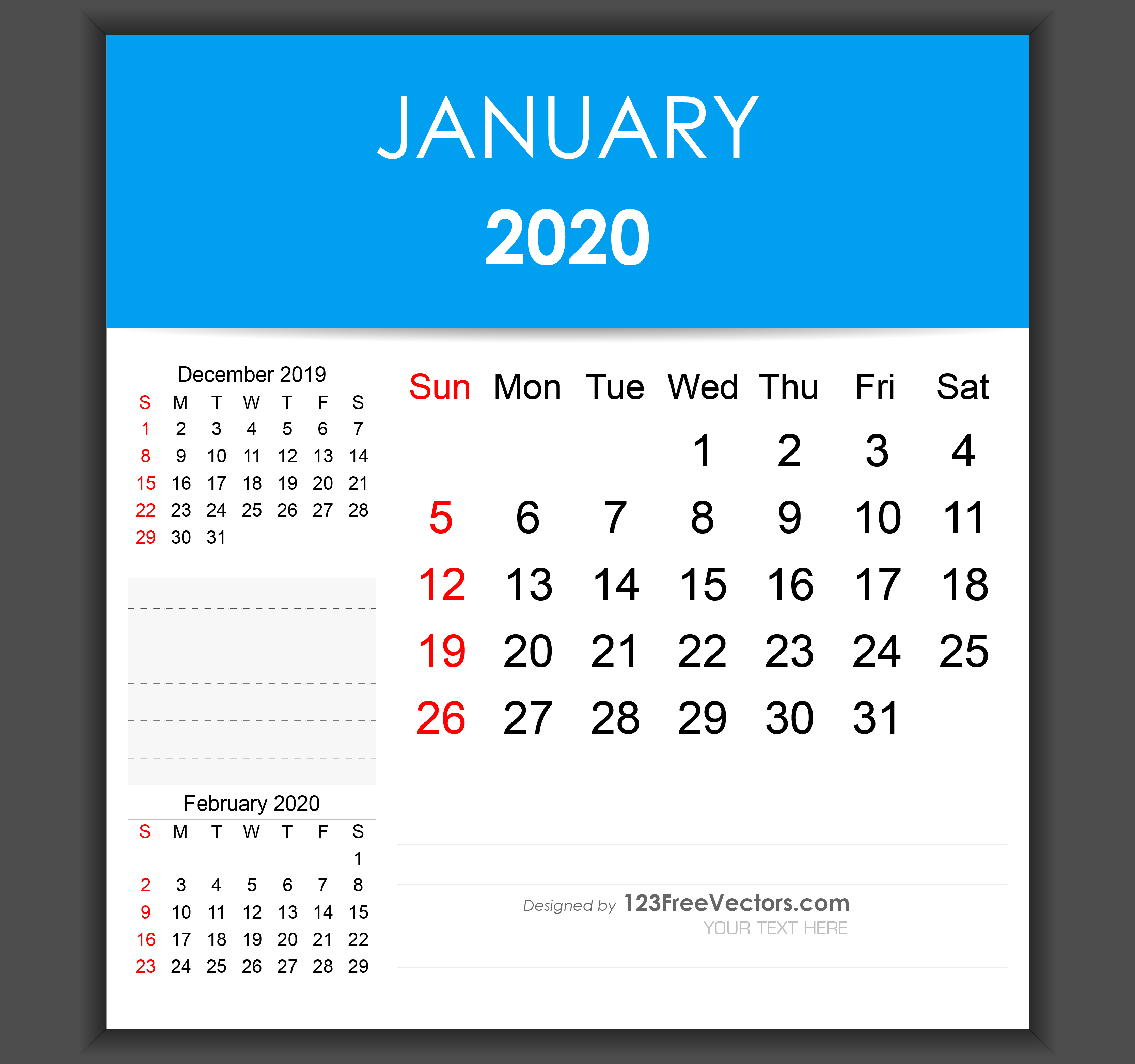 Editable January 2020 Calendar Template regarding 123 Calendars January 2020