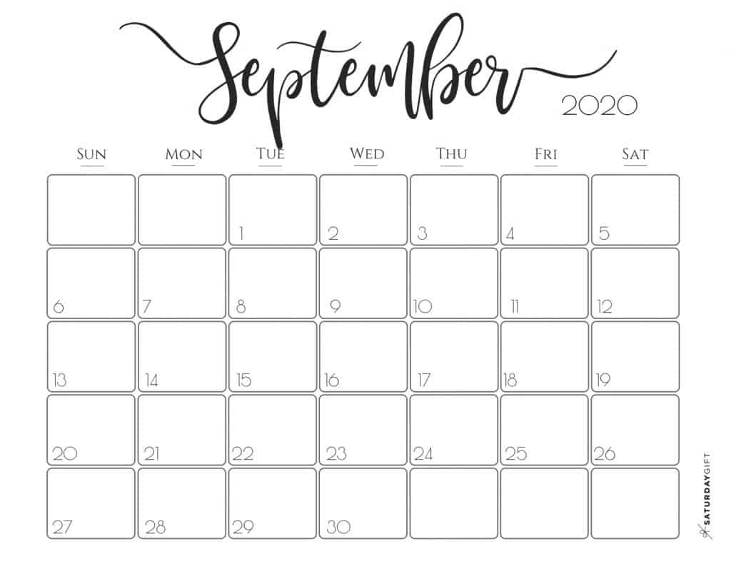 Elegant 2020 Calendar {Free Printables} | Saturdaygift within August 2020 And September 2020 Calendar