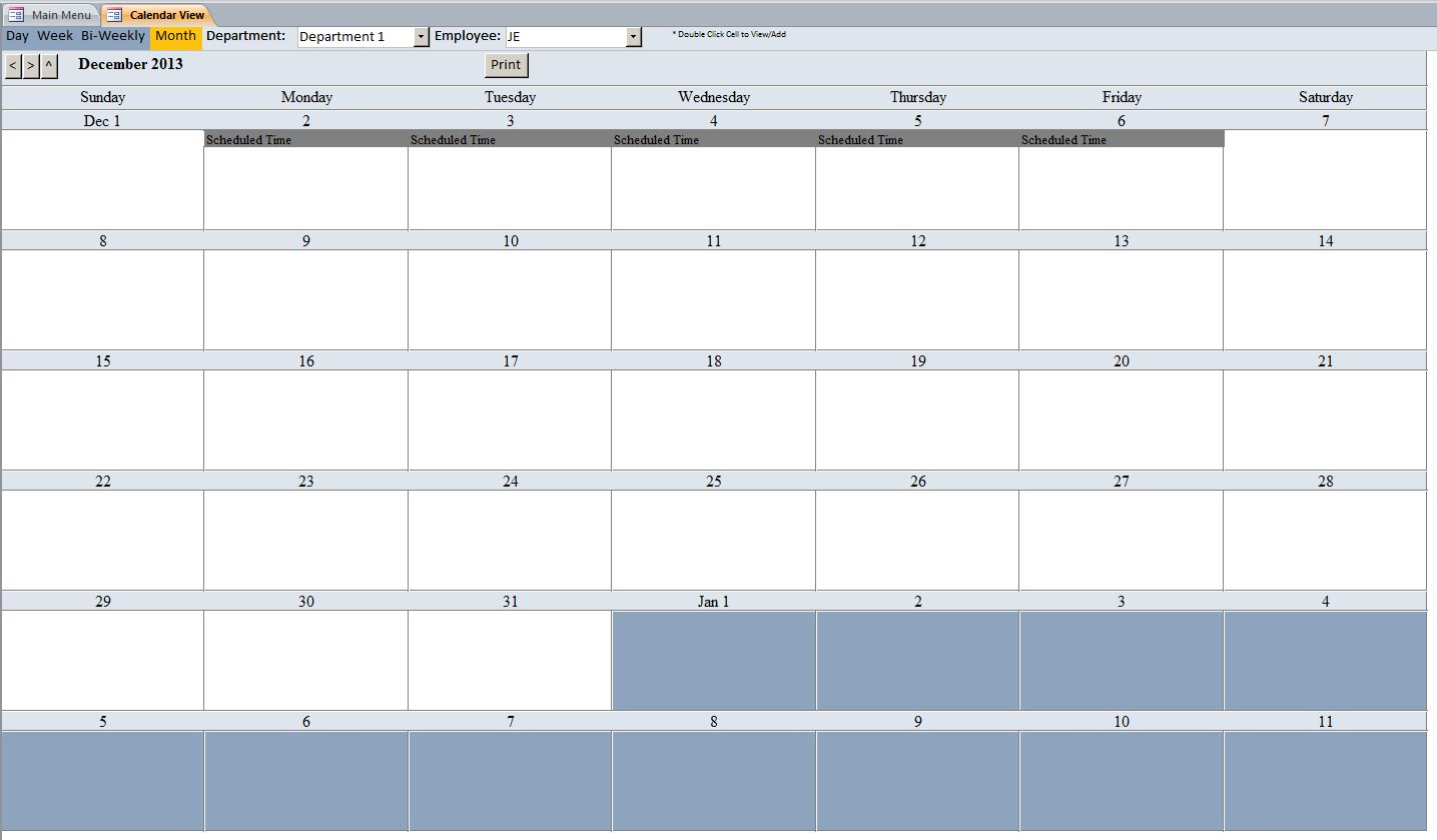 Employee Vacation Tracking Database Template | Employee within Pto Calendar Template