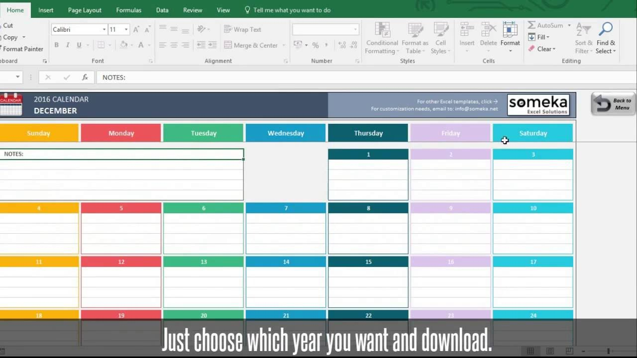 Excel Calendar Template 2019 | Free Download Excel Calendar in Calendar Excel Template