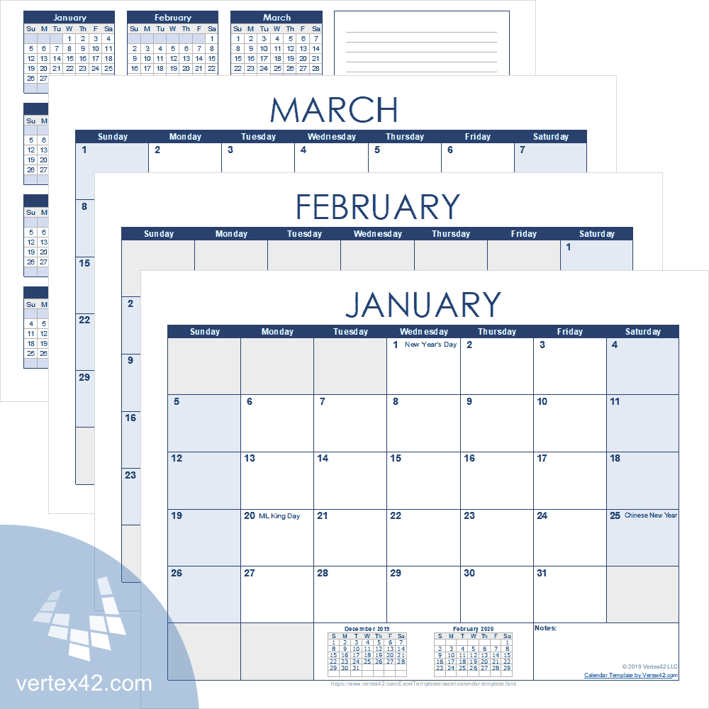 Excel Calendar Template For 2020 And Beyond pertaining to Vertex Calendar 2020
