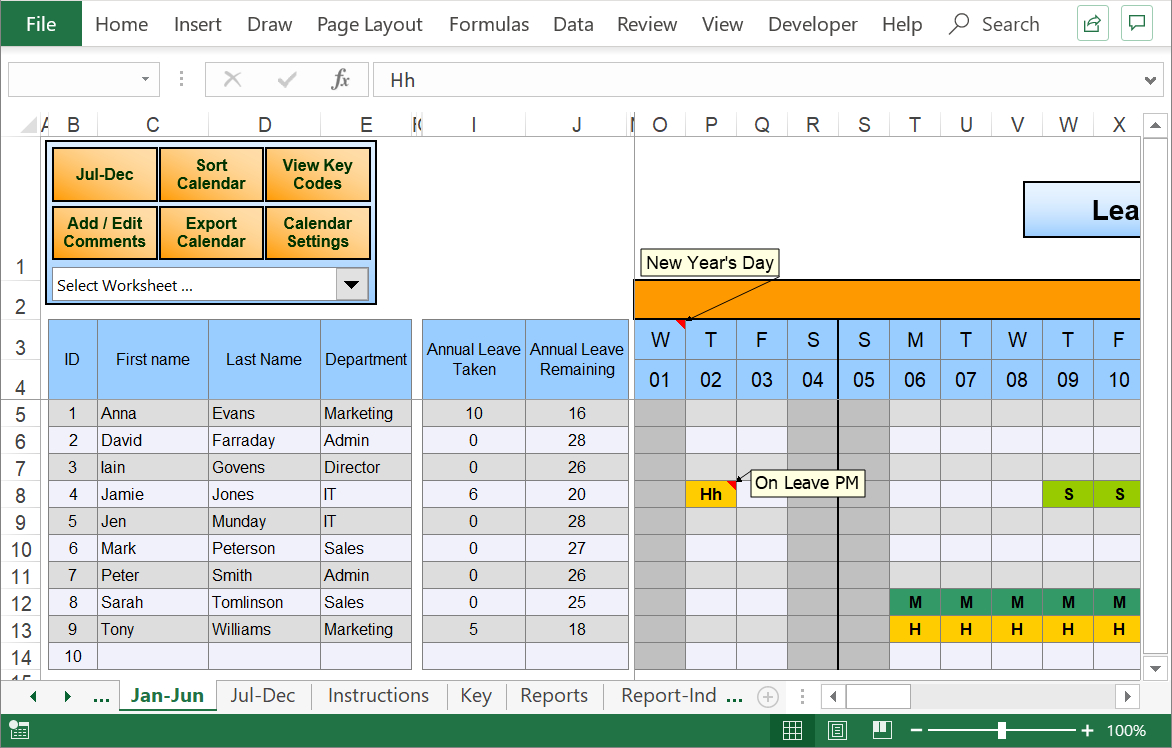 Annual Leave Calendar Template ⋆ Calendar for Planning