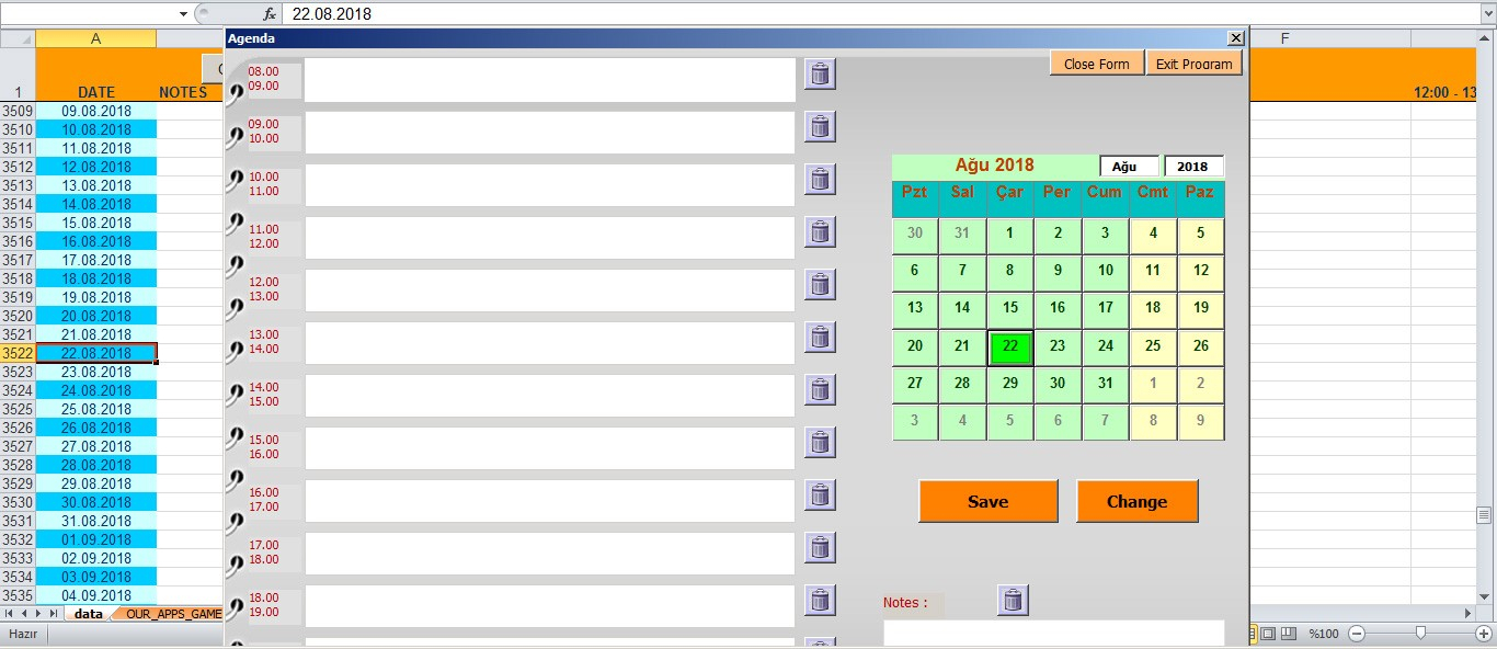 Excel Vba Calendar With Event Planner (Todo List)  Kadr in Excel Vba Calendar