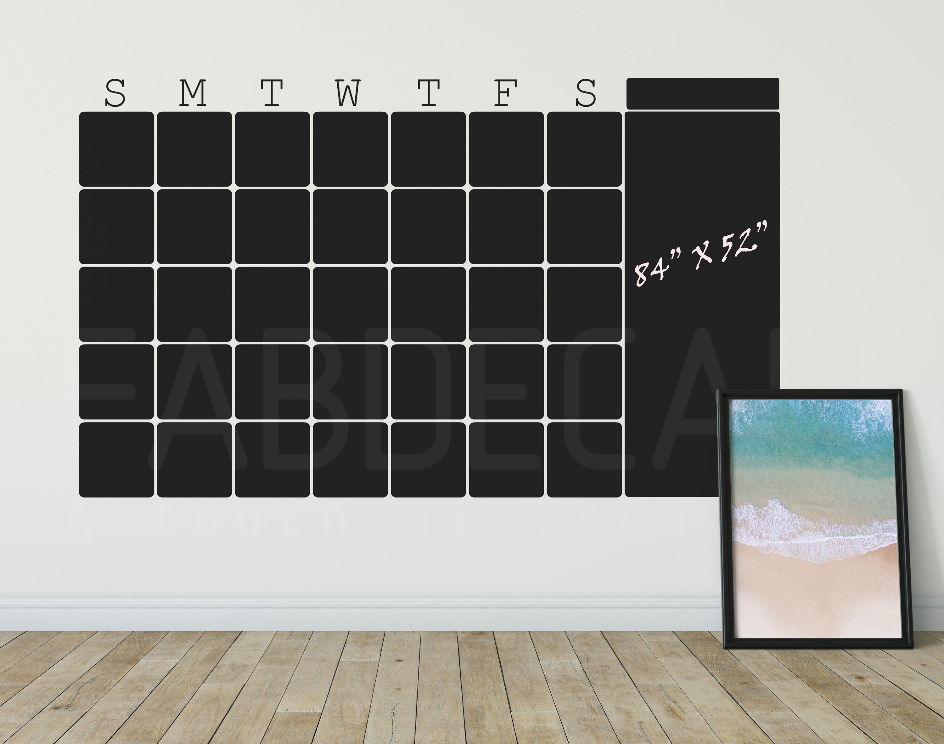 Extra Large Monthly Chalkboard Calendar Wall Decal  Id408 for Extra Large Photo Calendar