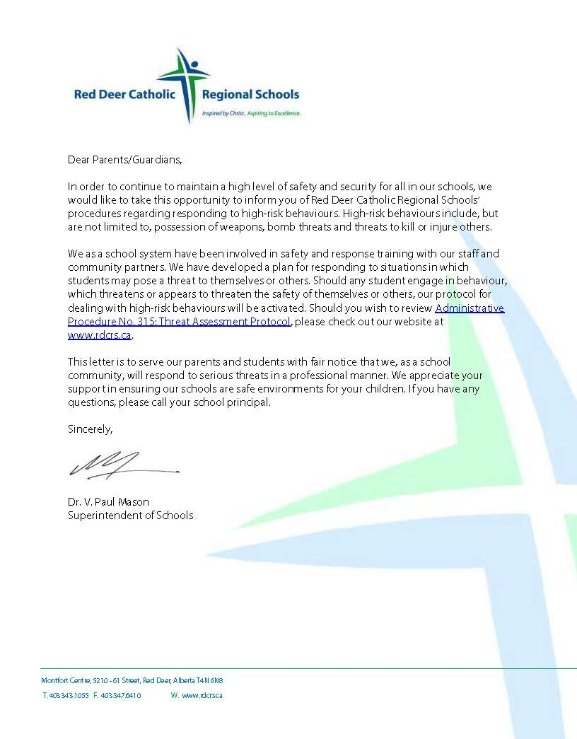 Fair Notice | St. Joseph High School regarding Red Deer School Calendar