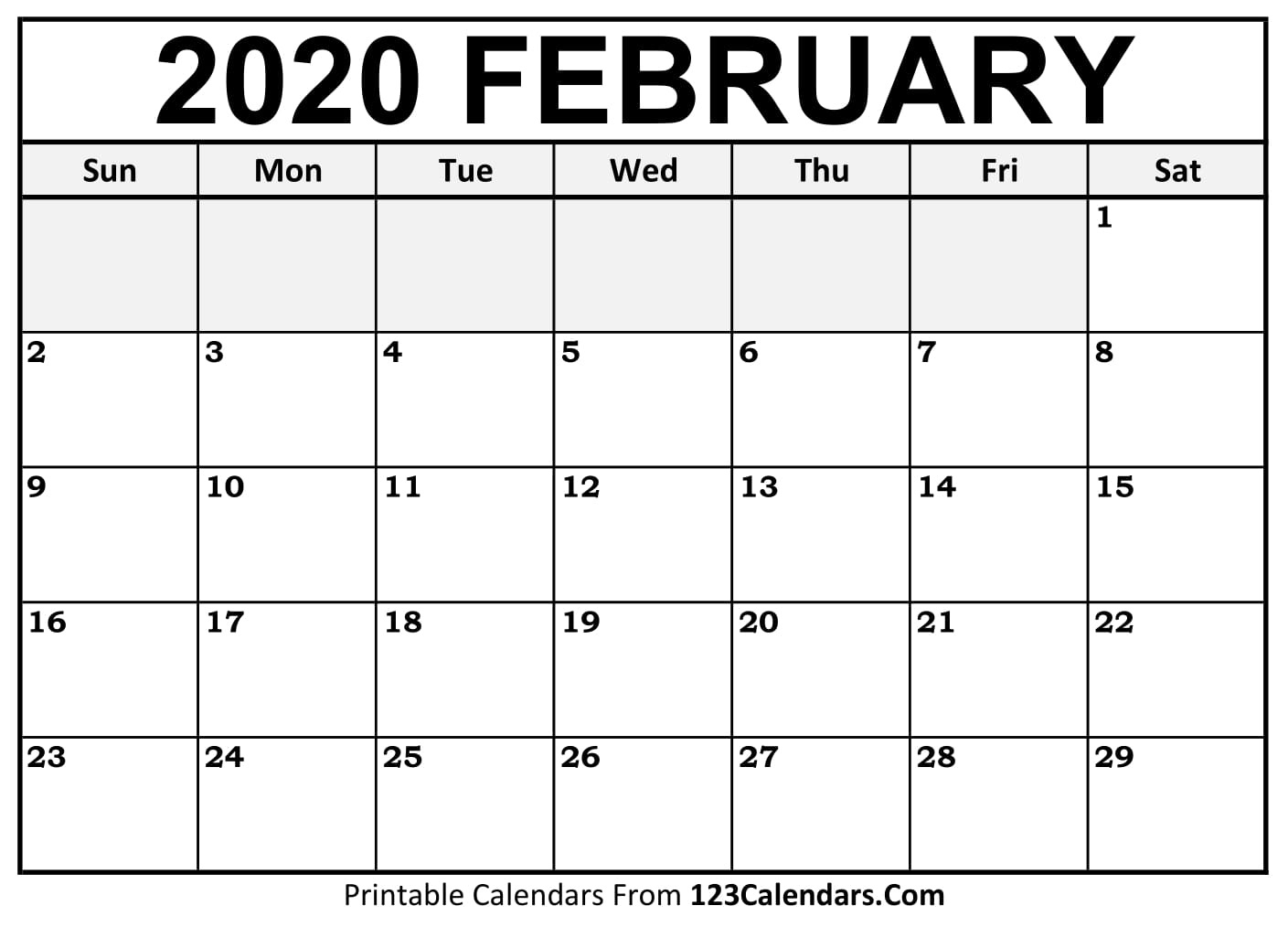 February 2020 Printable Calendar | 123Calendars – Calendar regarding January 2020 Calendar 123Calendars