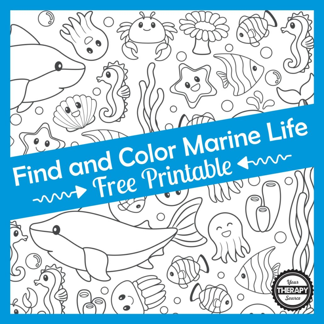 Find And Color Marine Life Visual Motor Freebie  Your pertaining to Your Therapy Source Free