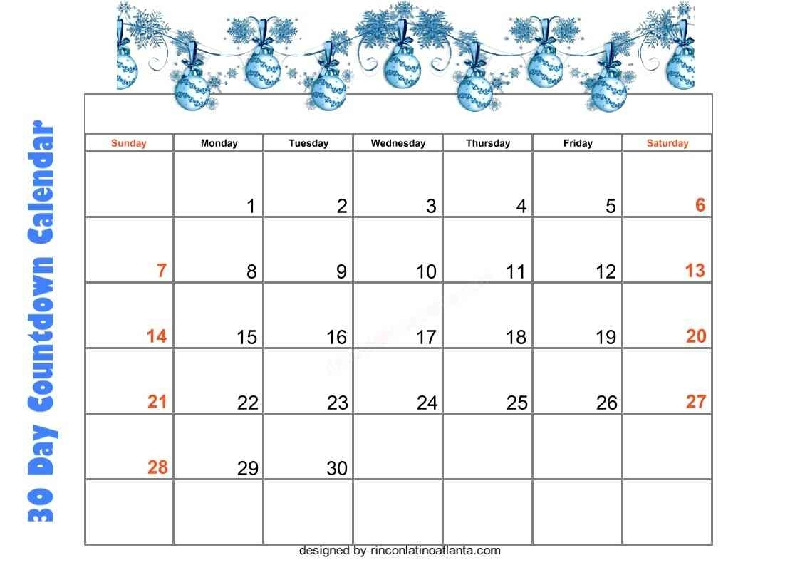 Fine Free Printable 30 Day Calendar : Mini Calendar Template inside Free Printable 30 Day Calendar