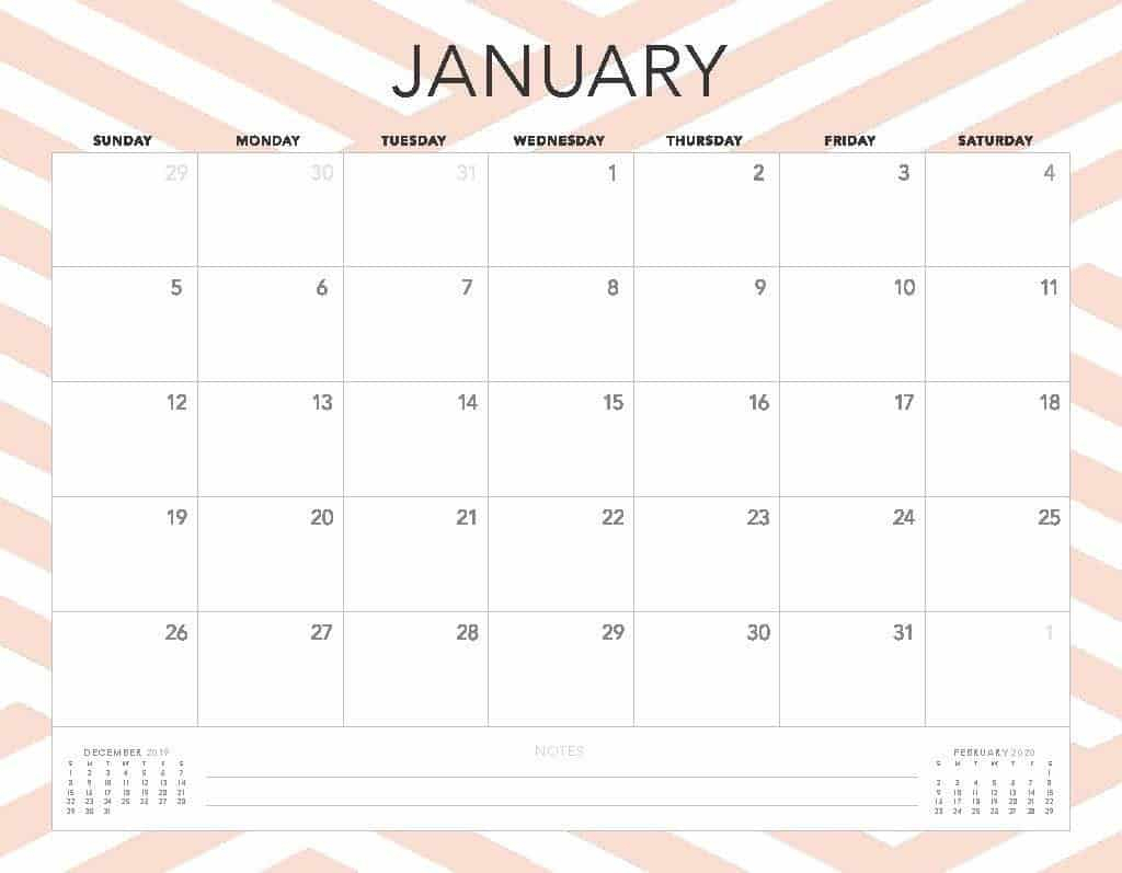 Free 2020 Printable Calendars  51 Designs To Choose From! pertaining to 2020 Blank Calendar Pages
