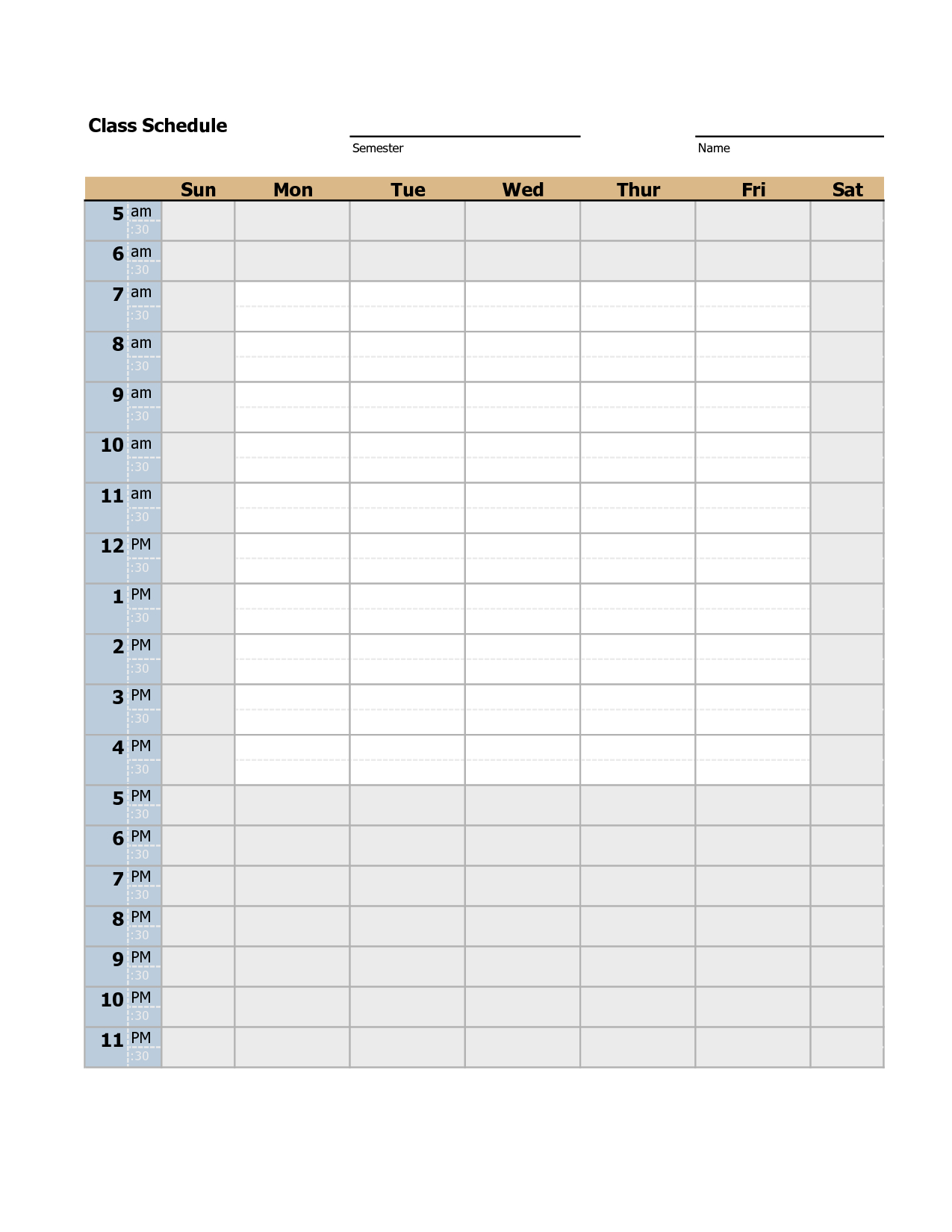 Free Blank Class Roster Printable | Class Schedule Template with Blank Class Schedule Template